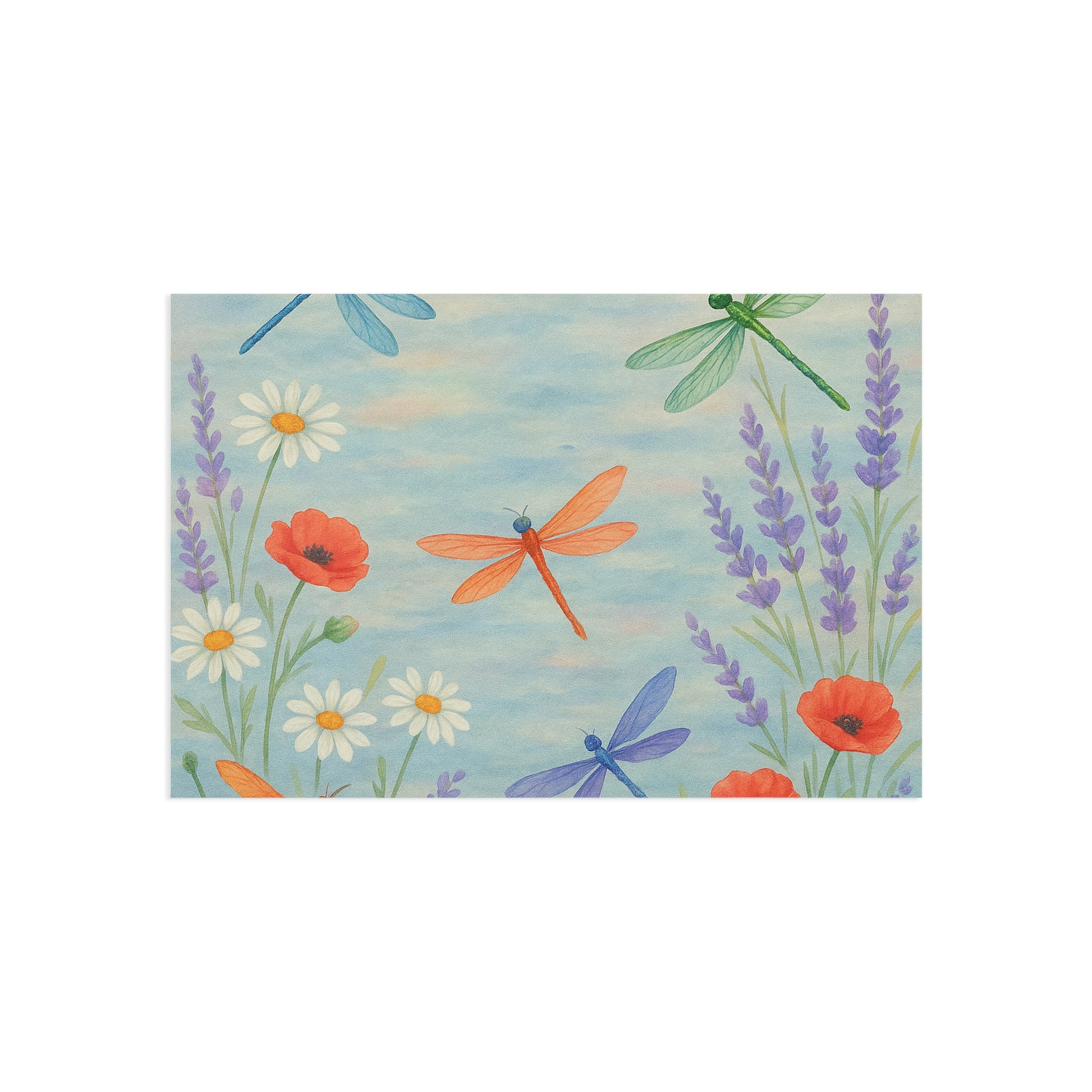 Whimsical Dragonfly & Flower Fine Art Postcards - Nature-Themed Greeting Cards for All Occasions