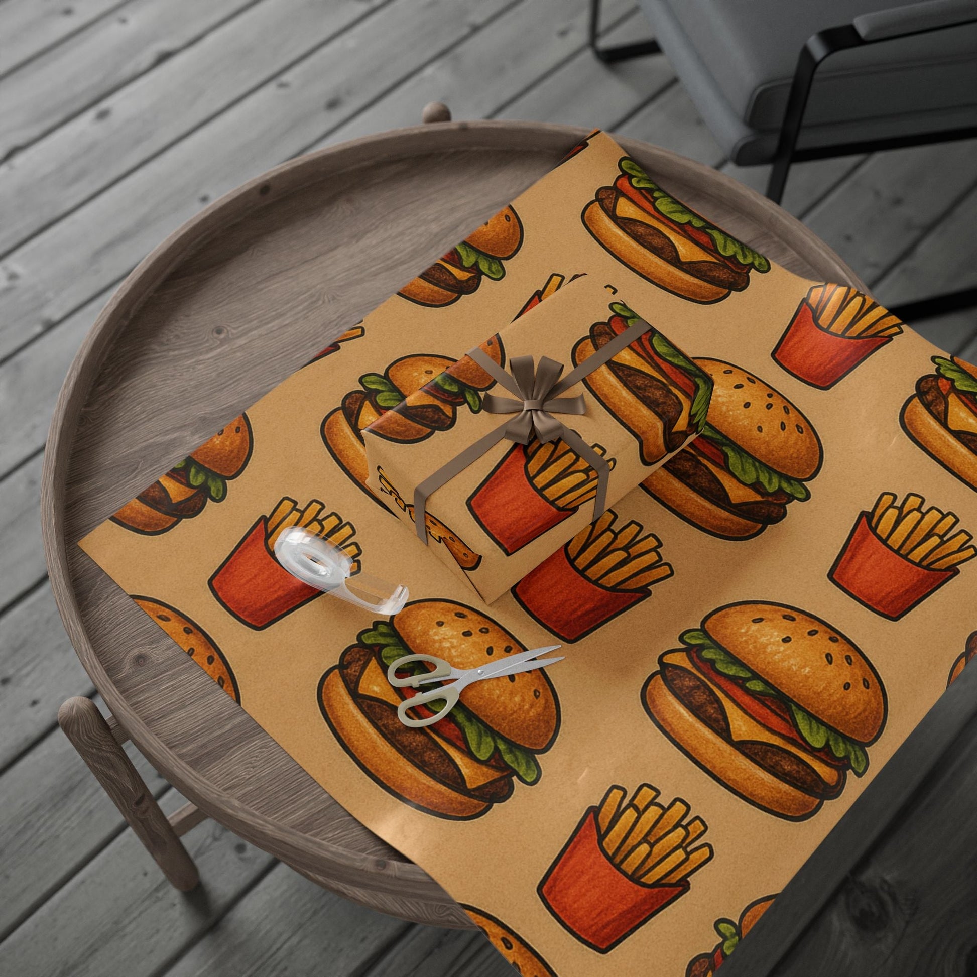 Hamburger and Fries Gift Wrap for Food Lovers Wrapping Paper