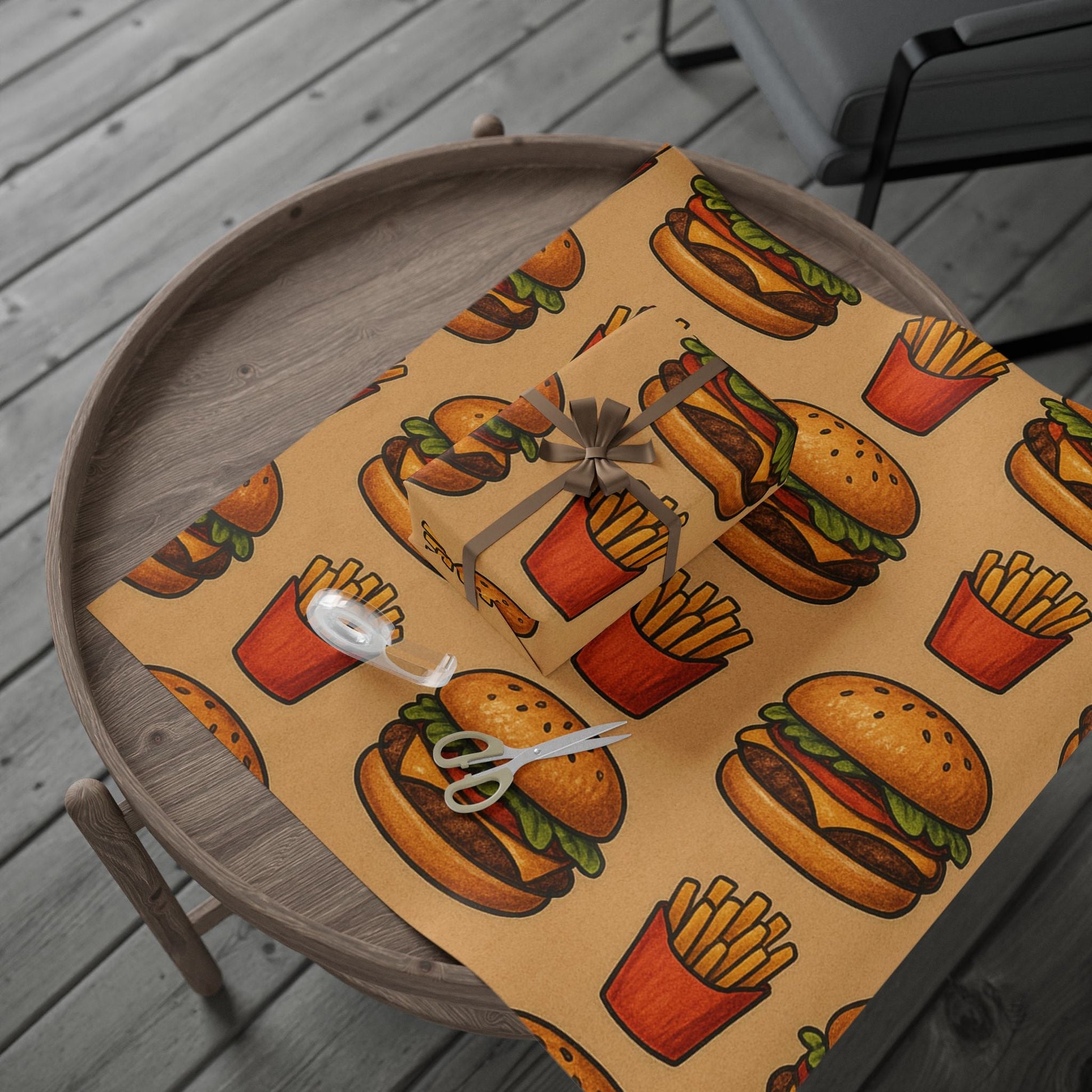 Hamburger and Fries Gift Wrap for Food Lovers Wrapping Paper