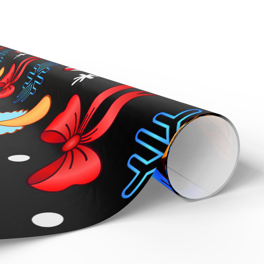 Golden Bells and Bows Wrapping Paper – Festive Angel and Candy Cane Christmas Gift Wrap - As Designer