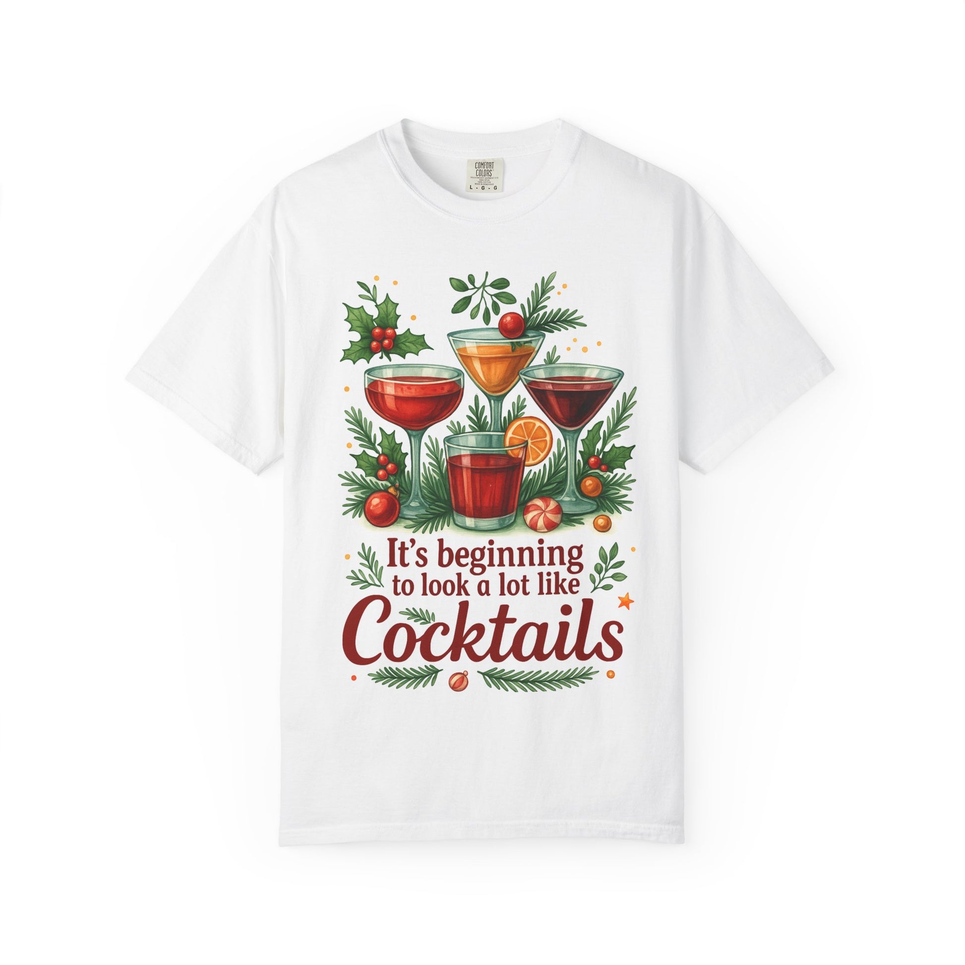 It’s Beginning to Look a Lot Like Cocktails T-Shirt – Festive Holiday Cocktail Tee – Christmas Party Shirt for Women & Men-Holiday Spirits Society