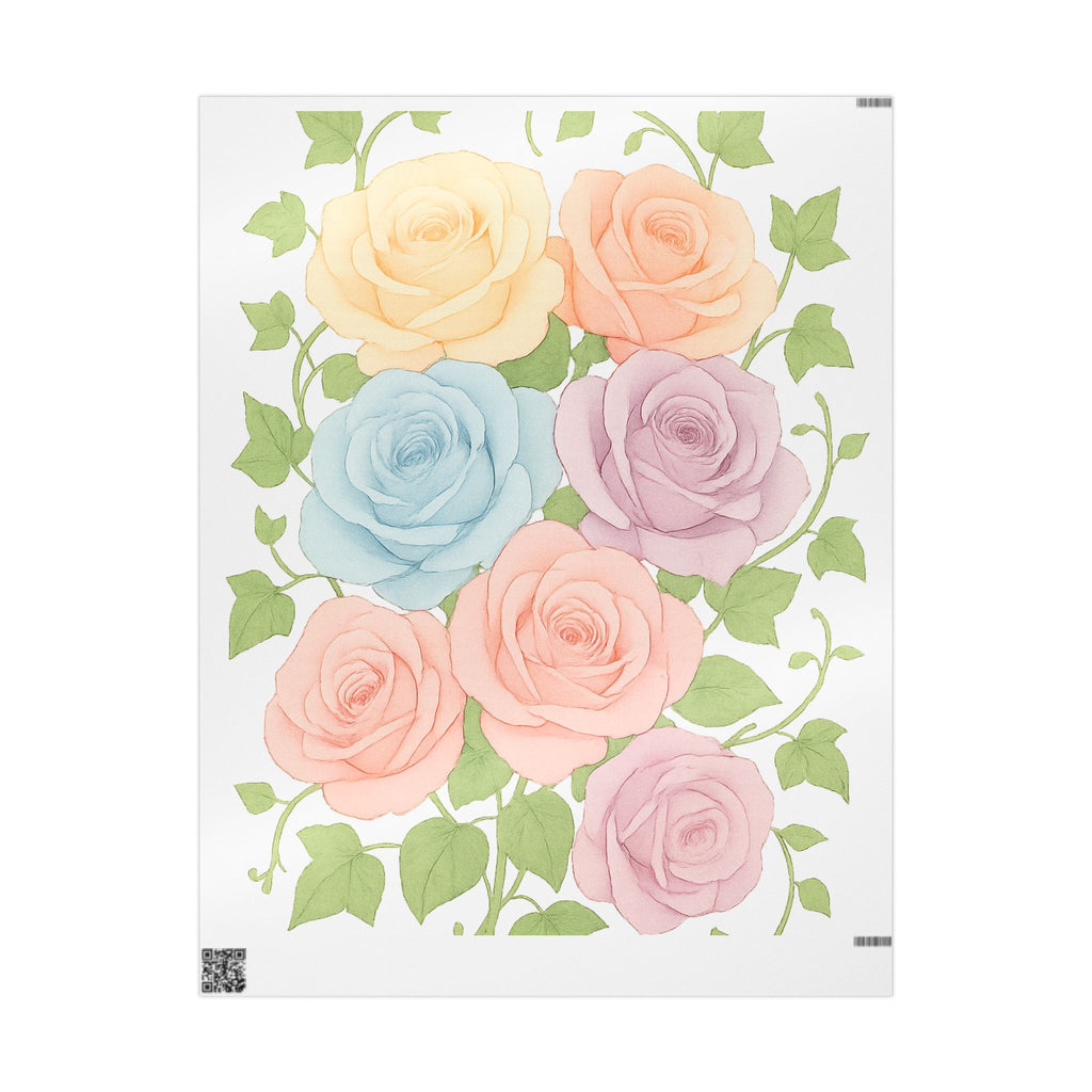 Cluster of Roses, Wrapping Paper – Soft Pastel Watercolor Floral Gift Wrap for Mother's Day, Birthdays & More