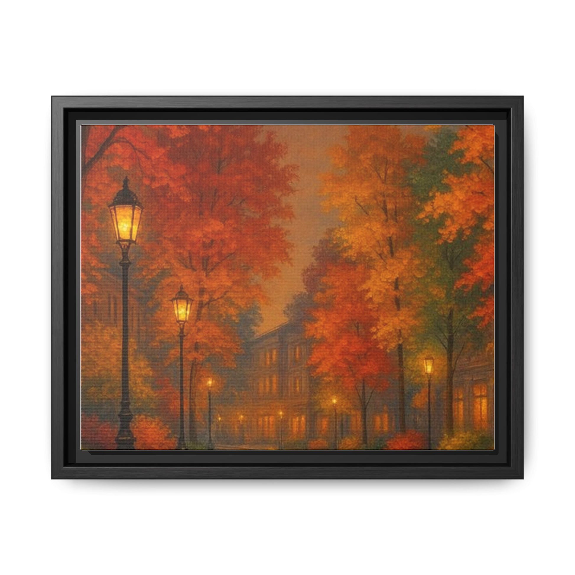 Autumn Cityscape Canvas Art – Warm Fall Skyline Wall Décor