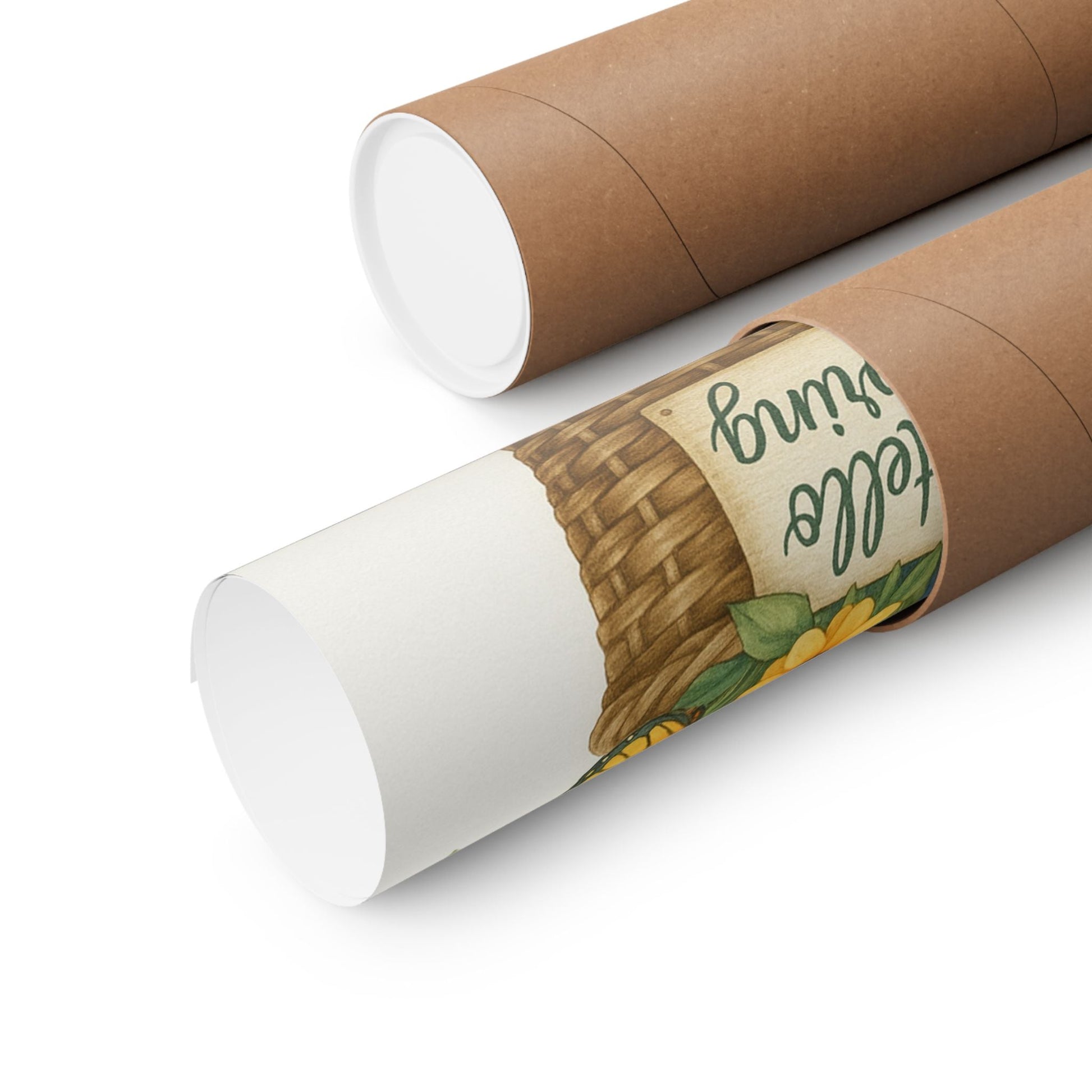 Hello Spring Decorative Matte Vertical Posters - Floral Basket Wall Art