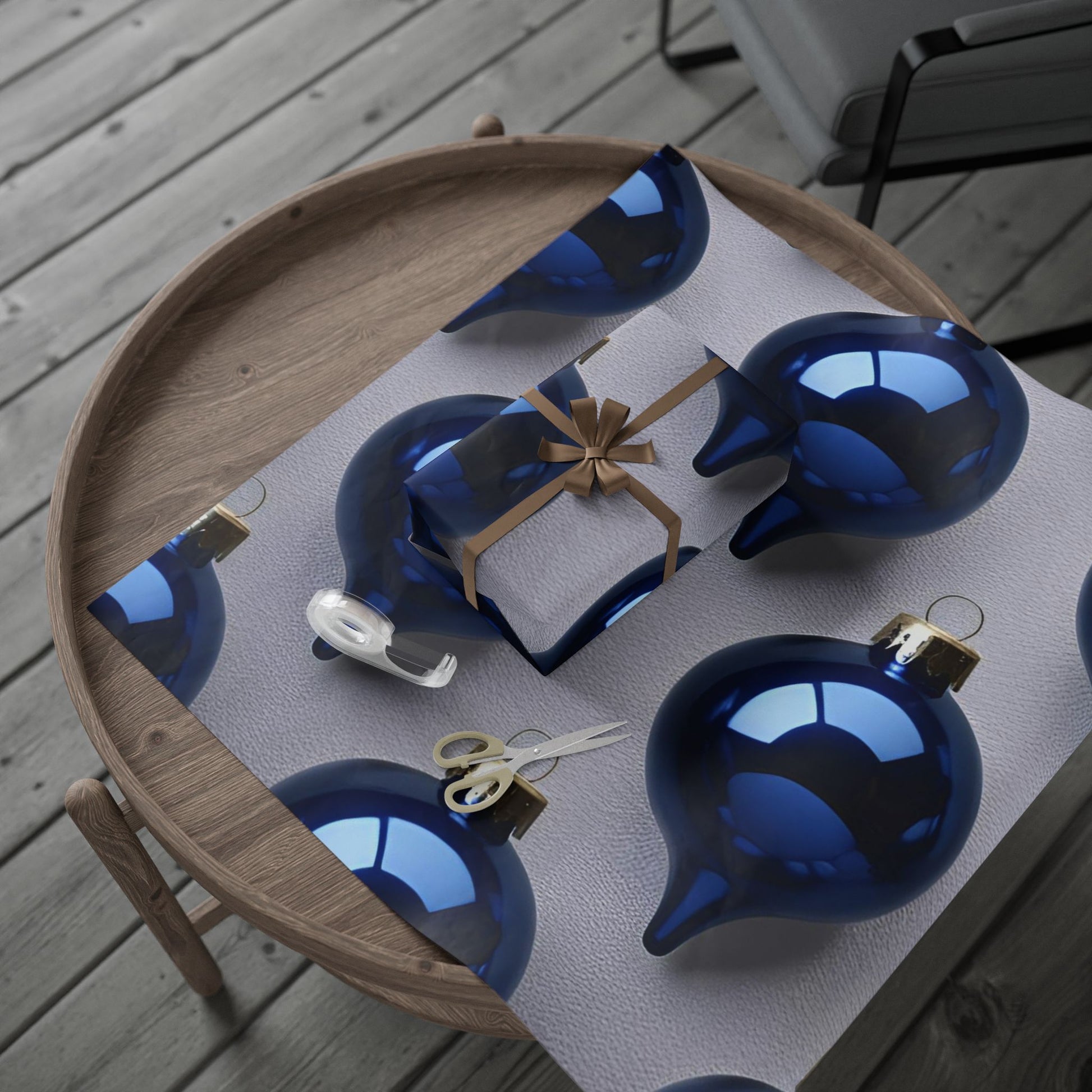 Elegant Blue Ornament Wrapping Paper