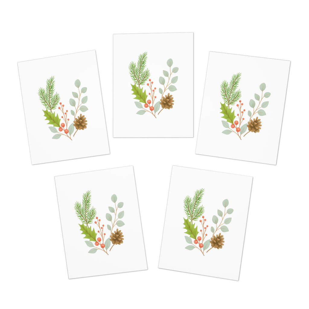 Botanical Pine Holiday Greeting Cards (5-Pack)