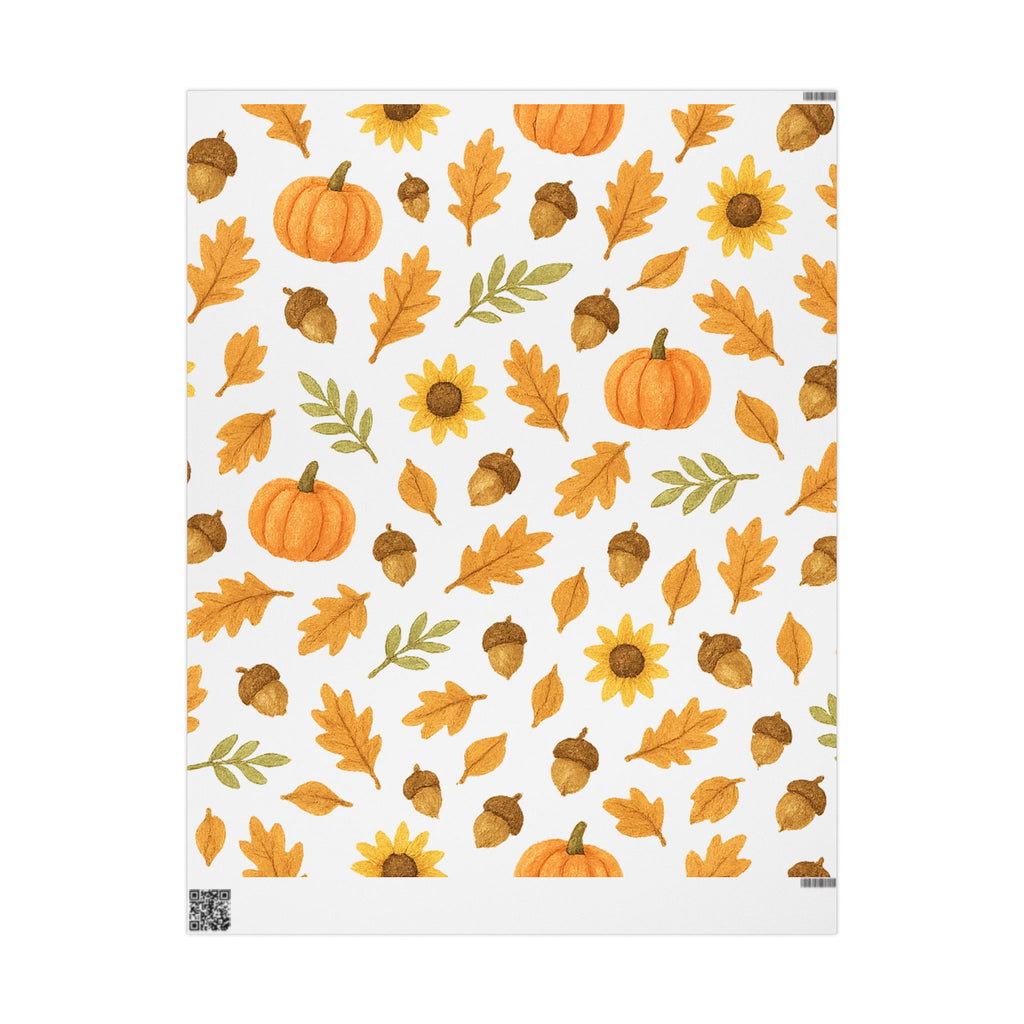 Sunflower & Autumn Leaves Wrapping Paper – Fall Gift Wrap for Seasonal Celebrations