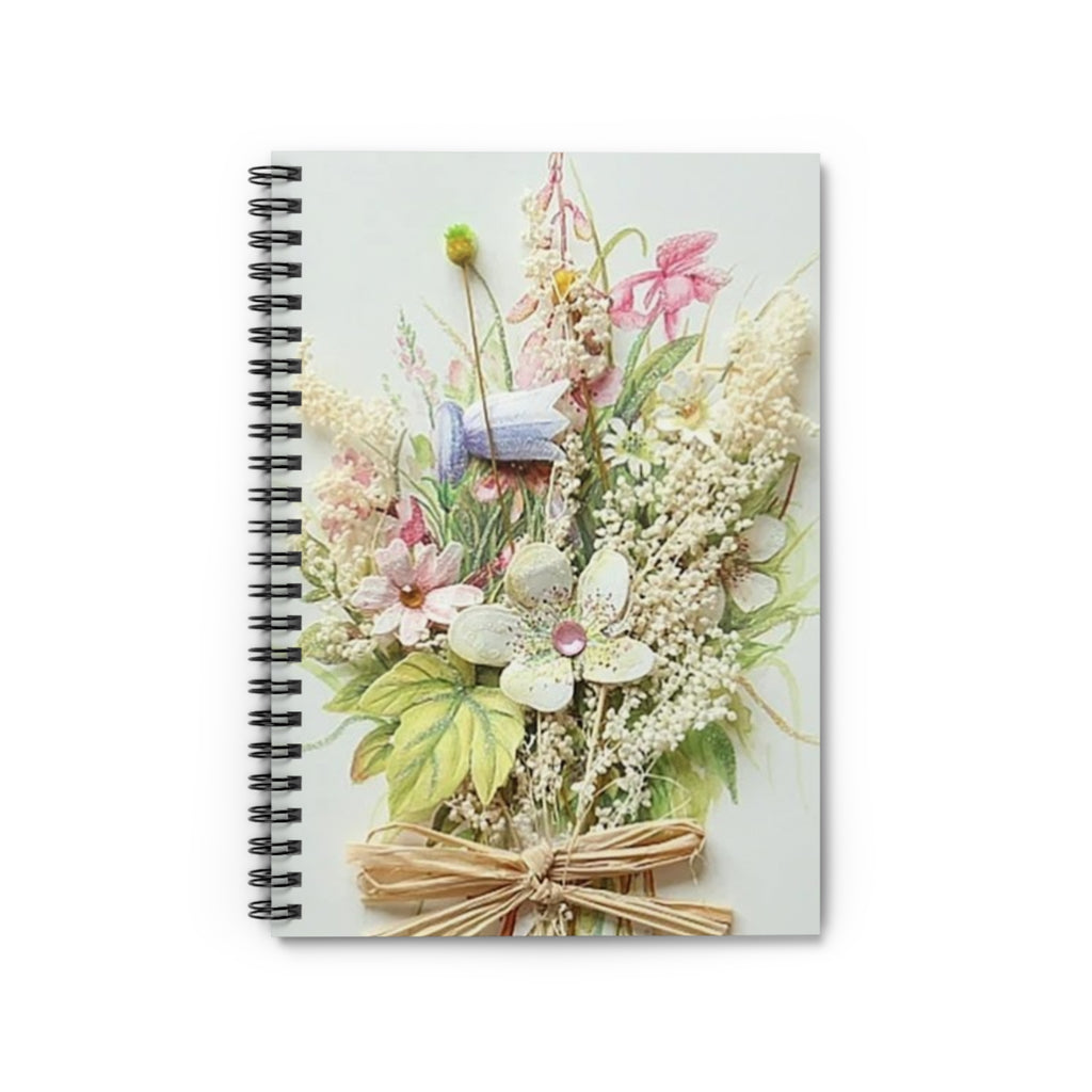 Notebook with floral design on a white background