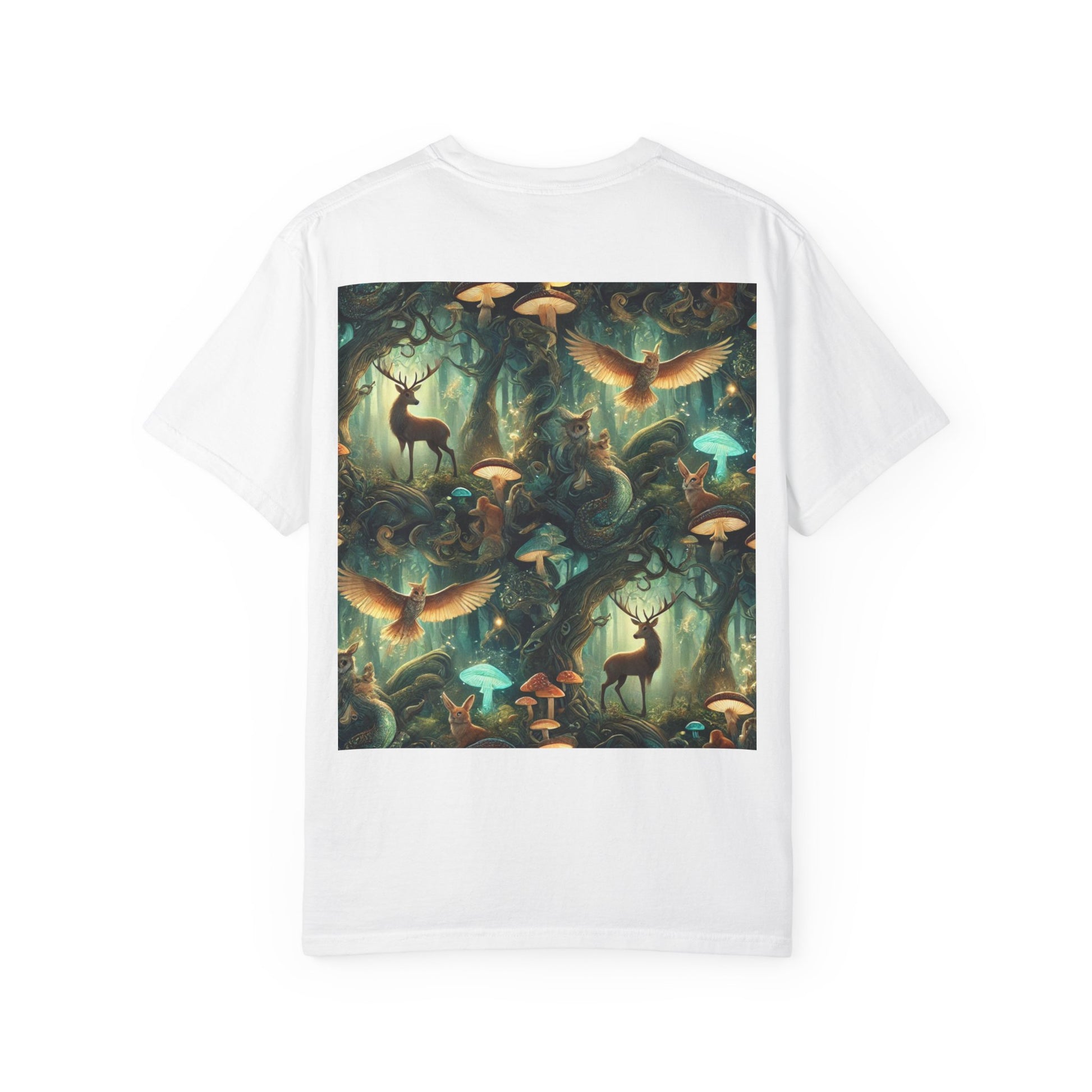 Whimsical Forest Creatures T-Shirt - Unisex Garment-Dyed Tee for Nature Lovers