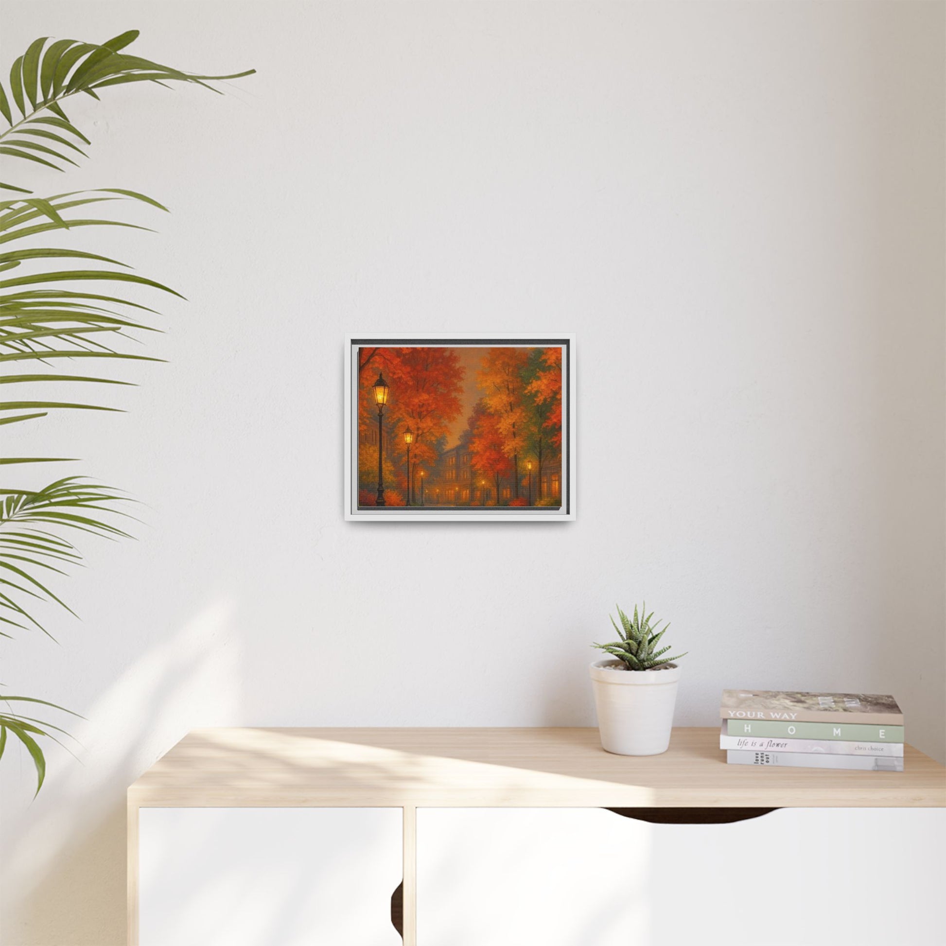 Autumn Cityscape Canvas Art – Warm Fall Skyline Wall Décor