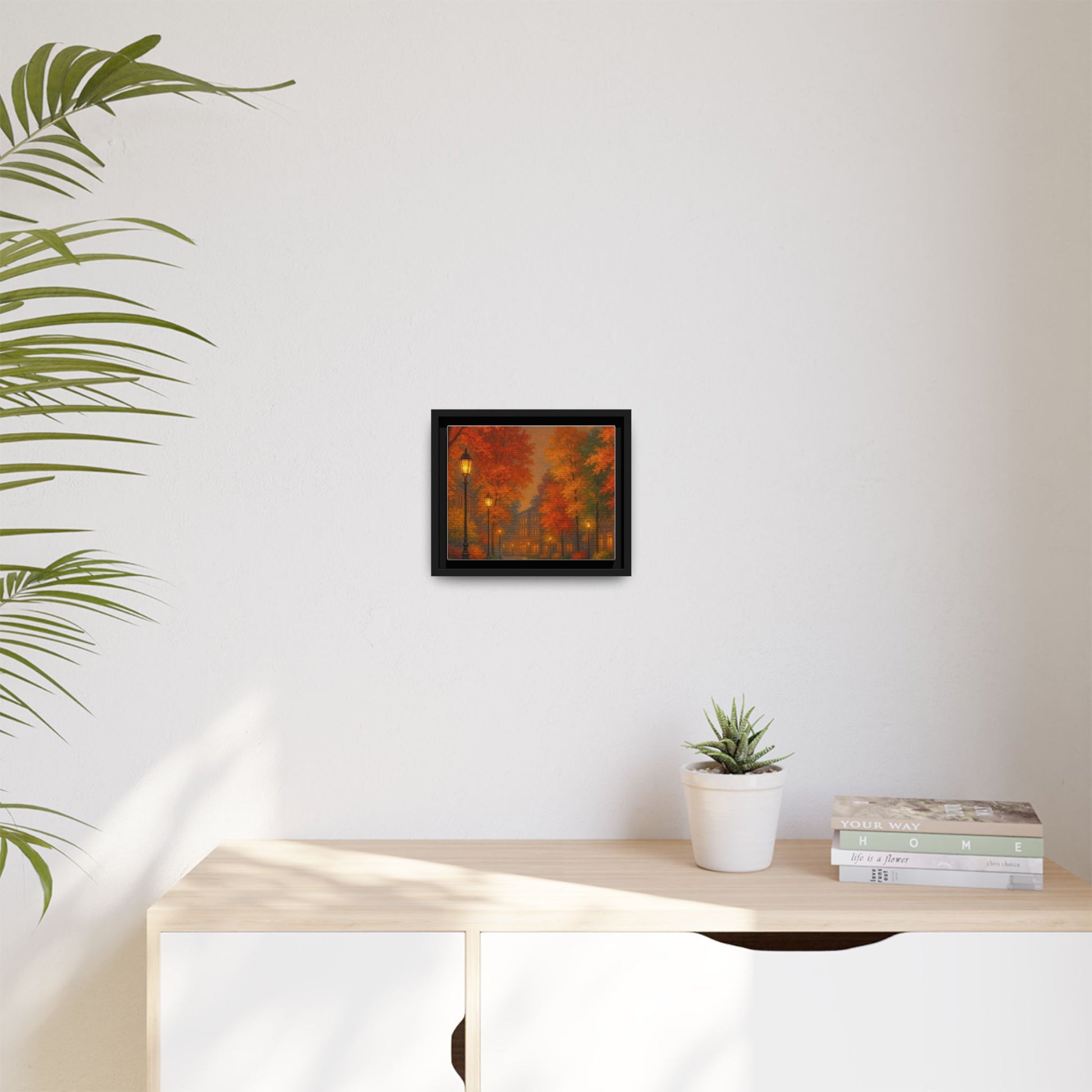 Autumn Cityscape Canvas Art – Warm Fall Skyline Wall Décor
