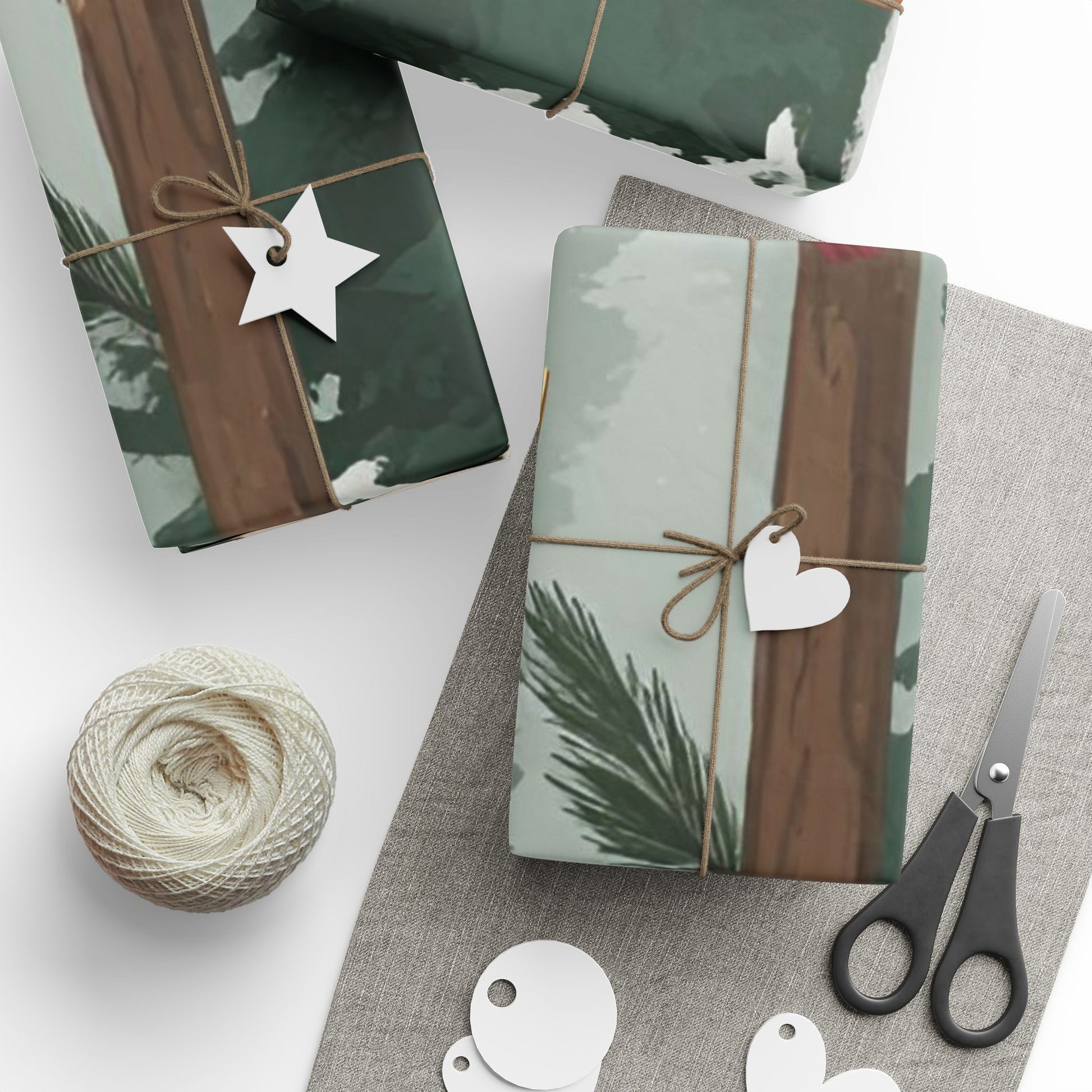 Large Print Festive Holiday Gift Wrap - Winter Deer & Cardinal Forest Wrapping Paper