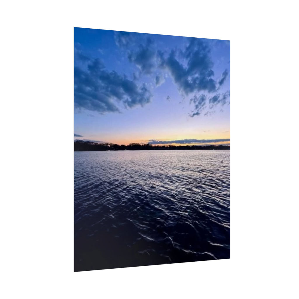 Serene Sunset Rolled Poster - Tranquil Lake View Wall Art for Home Decor