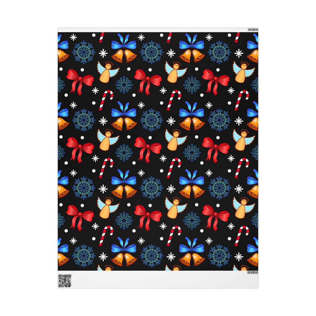 Golden Bells and Bows Wrapping Paper – Festive Angel and Candy Cane Christmas Gift Wrap - As Designer