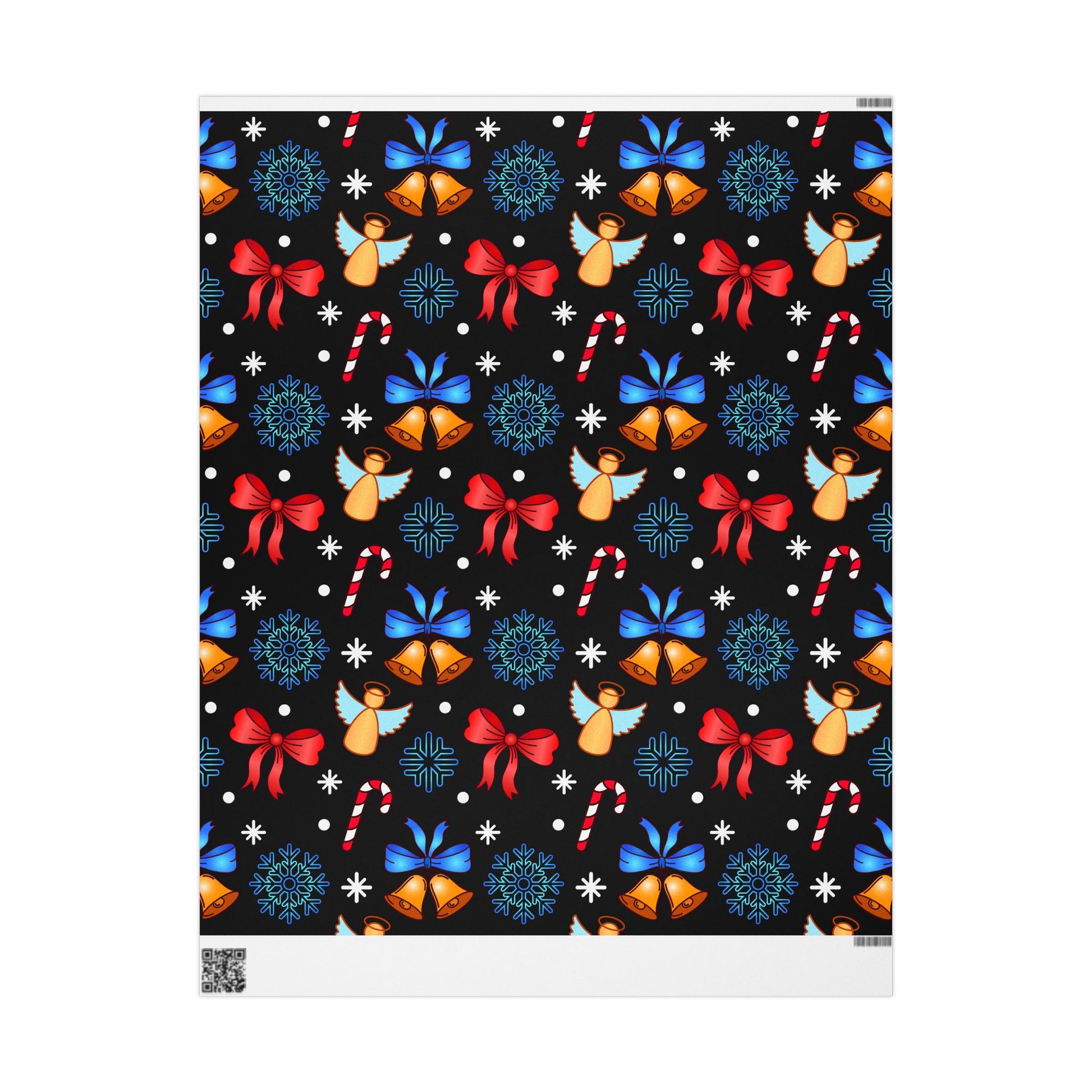 Golden Bells and Bows Wrapping Paper – Festive Angel and Candy Cane Christmas Gift Wrap - As Designer