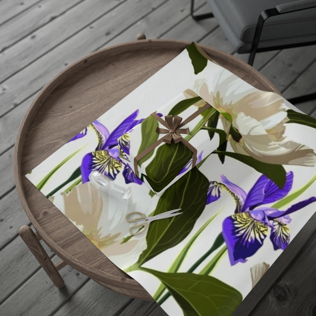 Iris and Peony Floral Wrapping Paper for Elegant Gifts