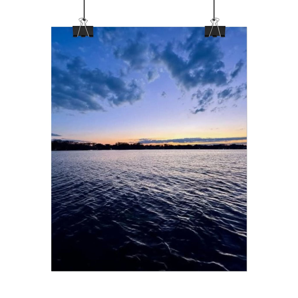 Serene Sunset Rolled Poster - Tranquil Lake View Wall Art for Home Decor