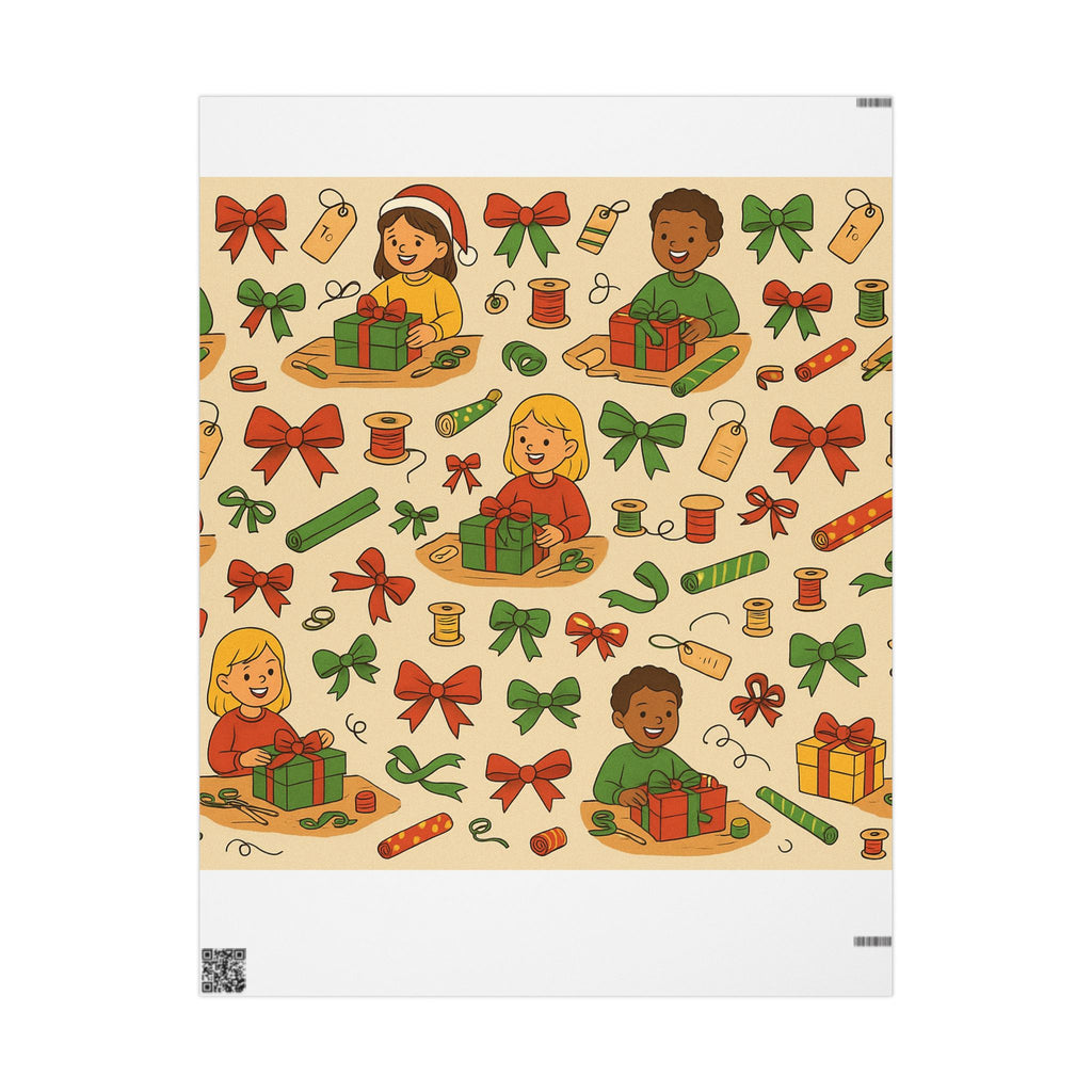 Children’s Christmas Wrapping Paper – Joyful Helpers by KP | Kids Gift Wrap with Bows & Presents | Paper Pleasures Holiday Collection
