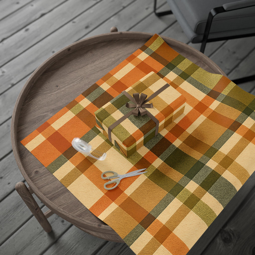 Autumn Plaid Wrapping Paper – Rustic Fall Checkered Gift Wrap for Thanksgiving and Harvest Celebrations
