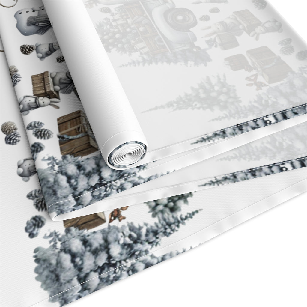 Whispers of Winter – Christmas Barn Table Runner | Rustic Holiday Table Décor by Paper Pleasures - Cotton/Poly