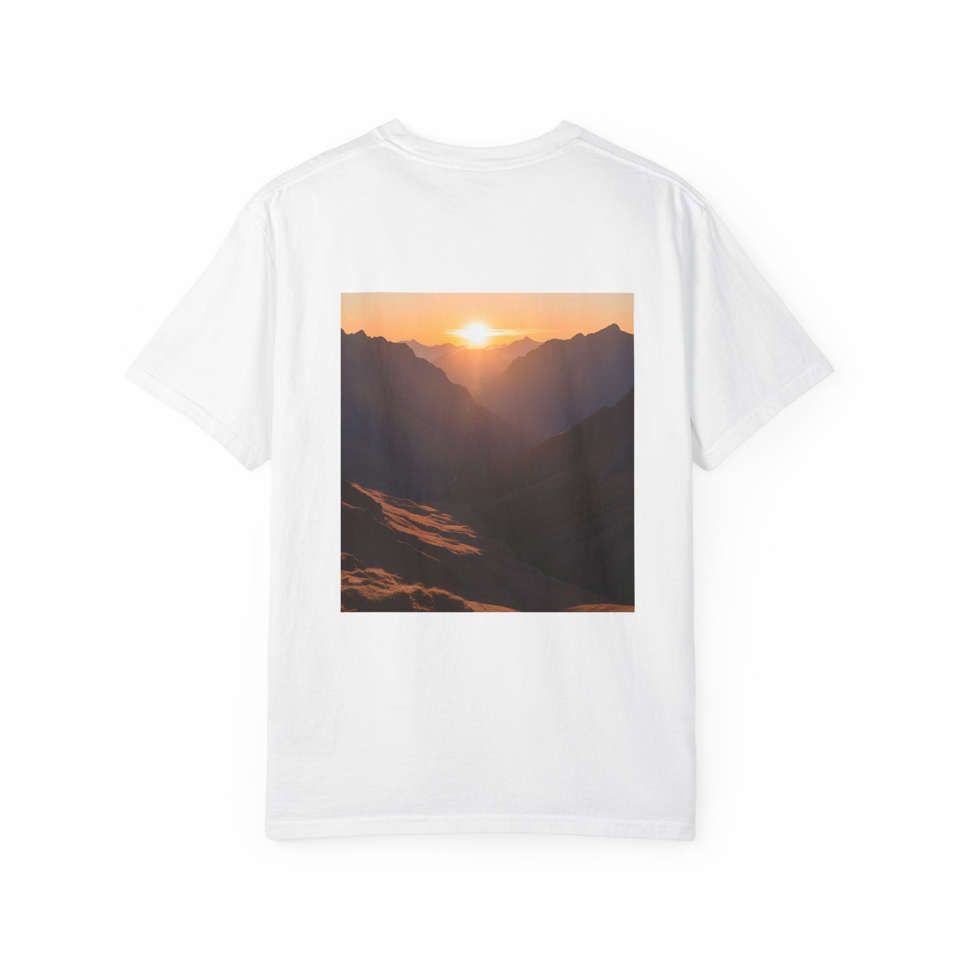 Sunrise Mountain T-Shirt - Unisex Garment-Dyed Tee, Nature Lover Apparel
