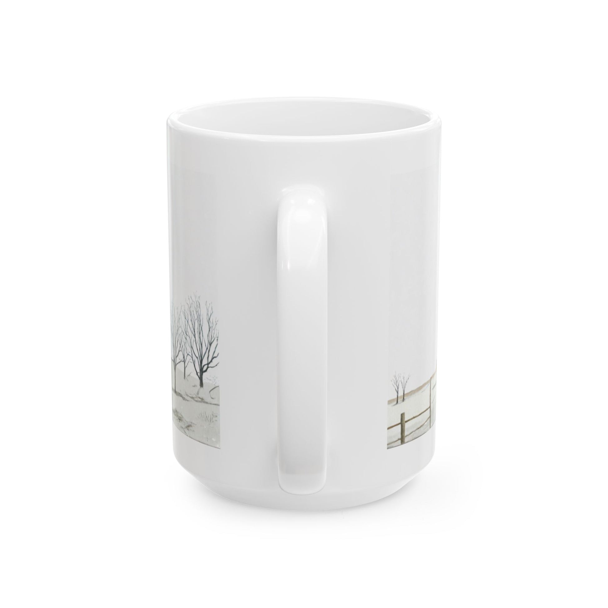 Whispers of Winter – Christmas Barn Mug | Rustic Holiday Drinkware by Paper Pleasures - Winter Barn Scene Ceramic Mug