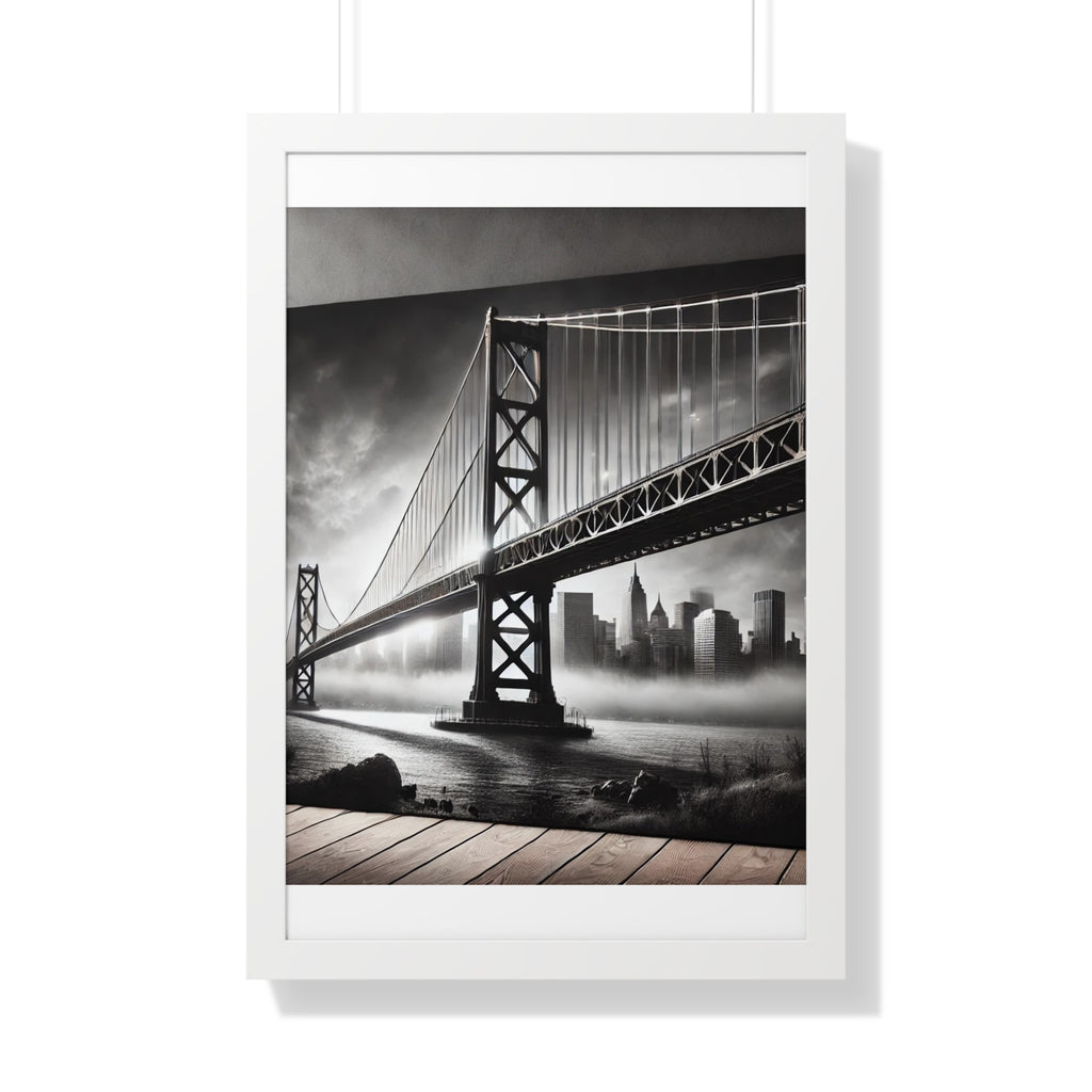 Monochrome Urban Landscape Framed Vertical Poster - Modern Home Decor