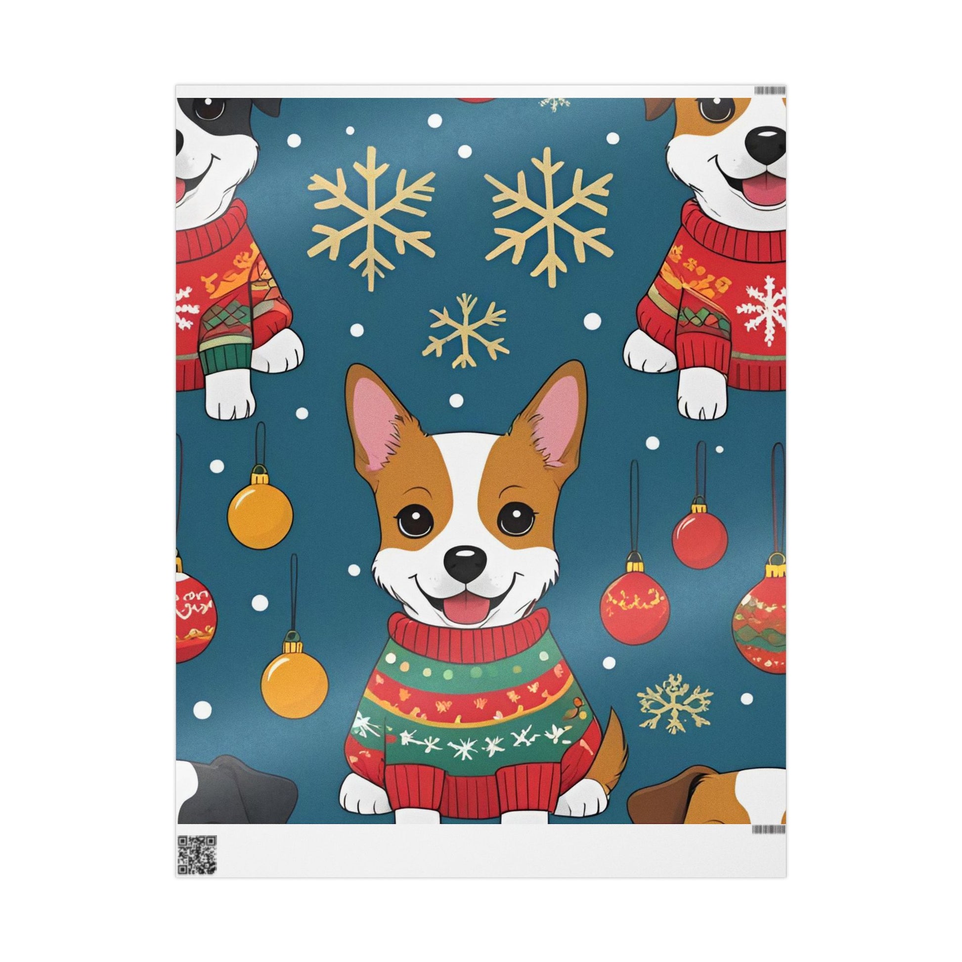 Cartoon Corgis in Christmas Sweaters Wrapping Paper – Holiday Dog Gift Wrap
