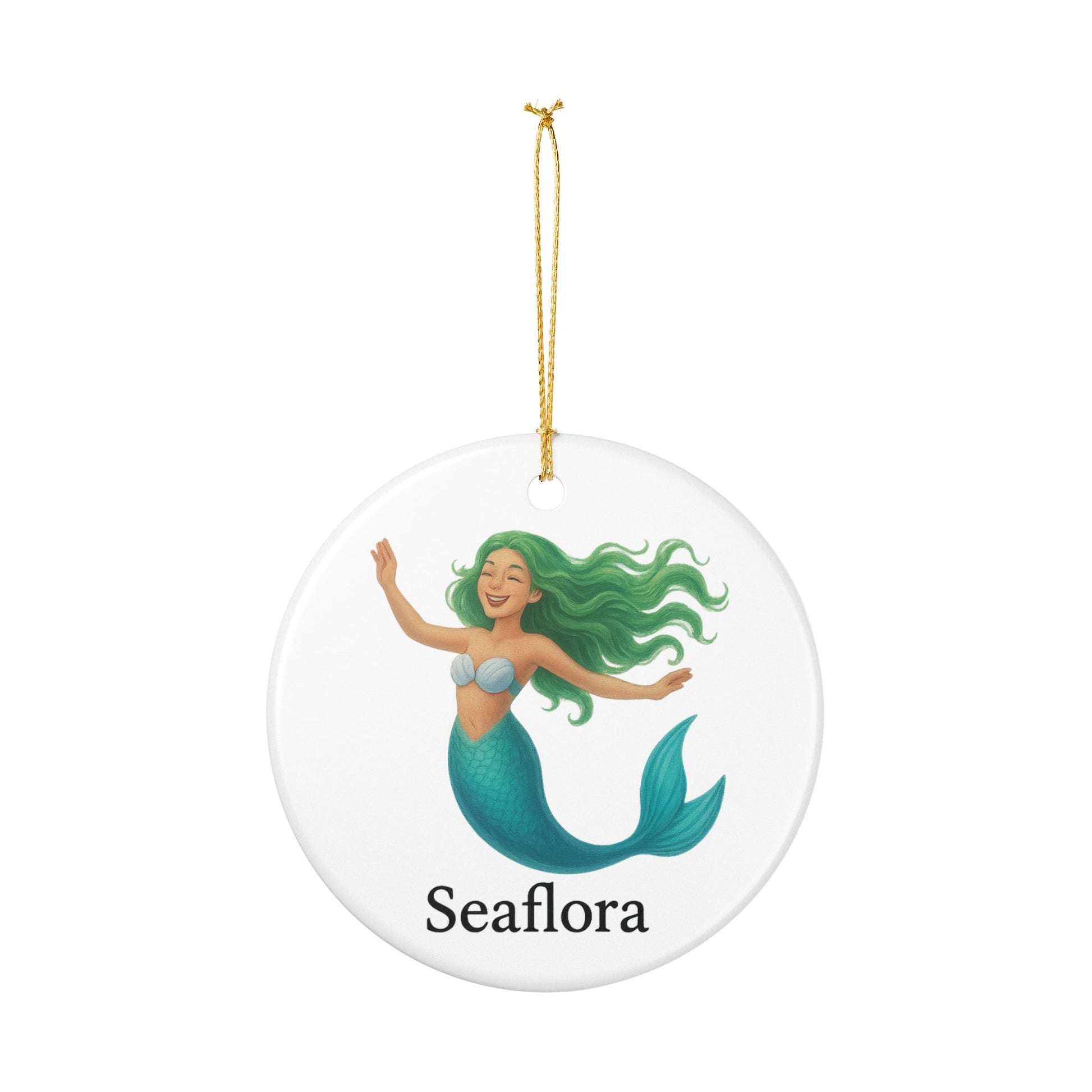 Seaflora’s Mermaid Ornament – Enchanting Light Green-Haired Seaflora' Mermaid Keepsake