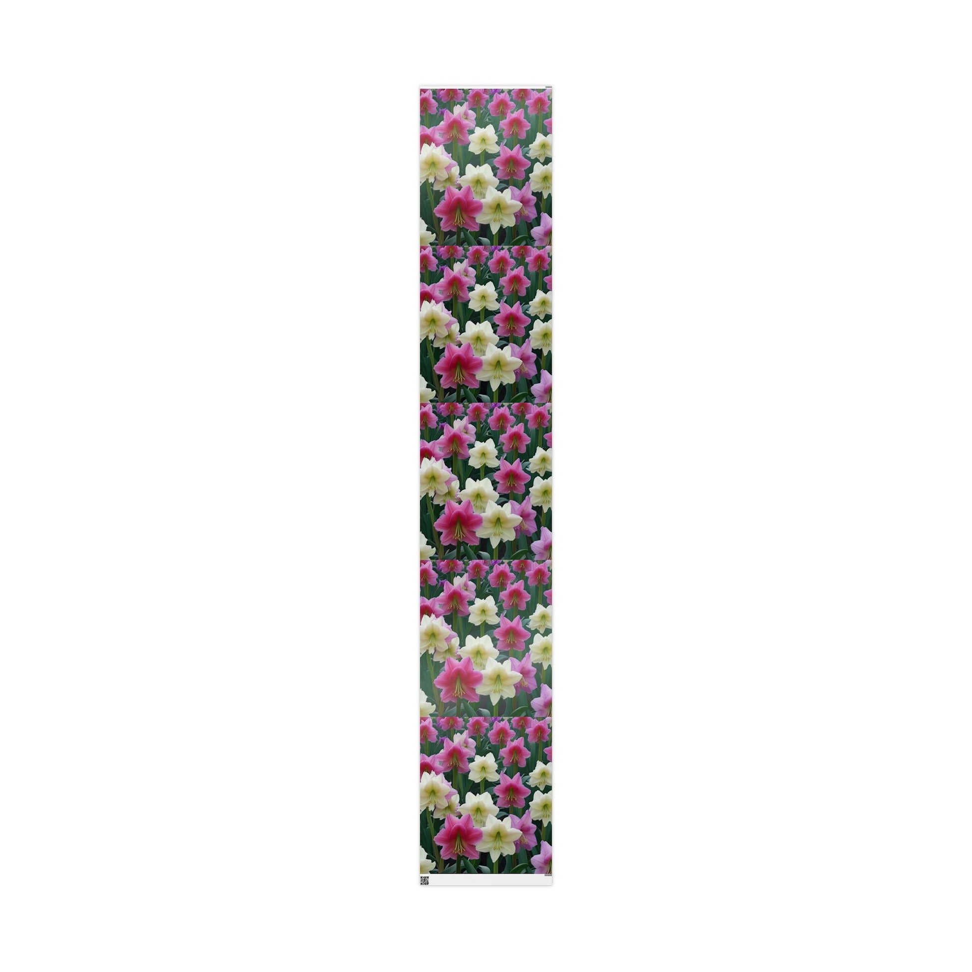Pink and Cream Amaryllis Wrapping Paper – Elegant Large Floral Gift Wrap