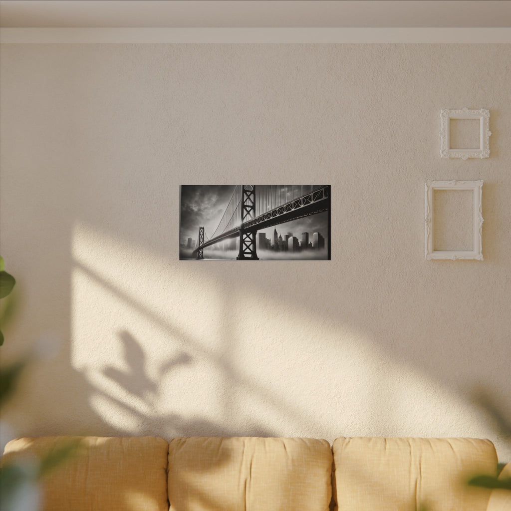 Horizontal Golden Gate Bridge Black & White Wall Art – Dramatic San Francisco Photography Print in Black Frame (2 of 3)