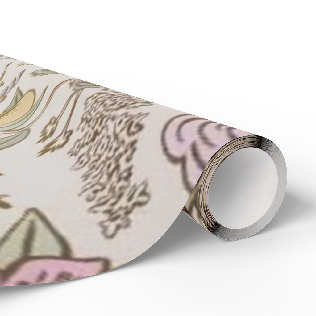 Vintage Floral Wrapping Paper – Soft Pastel Garden Blooms on Cream Background