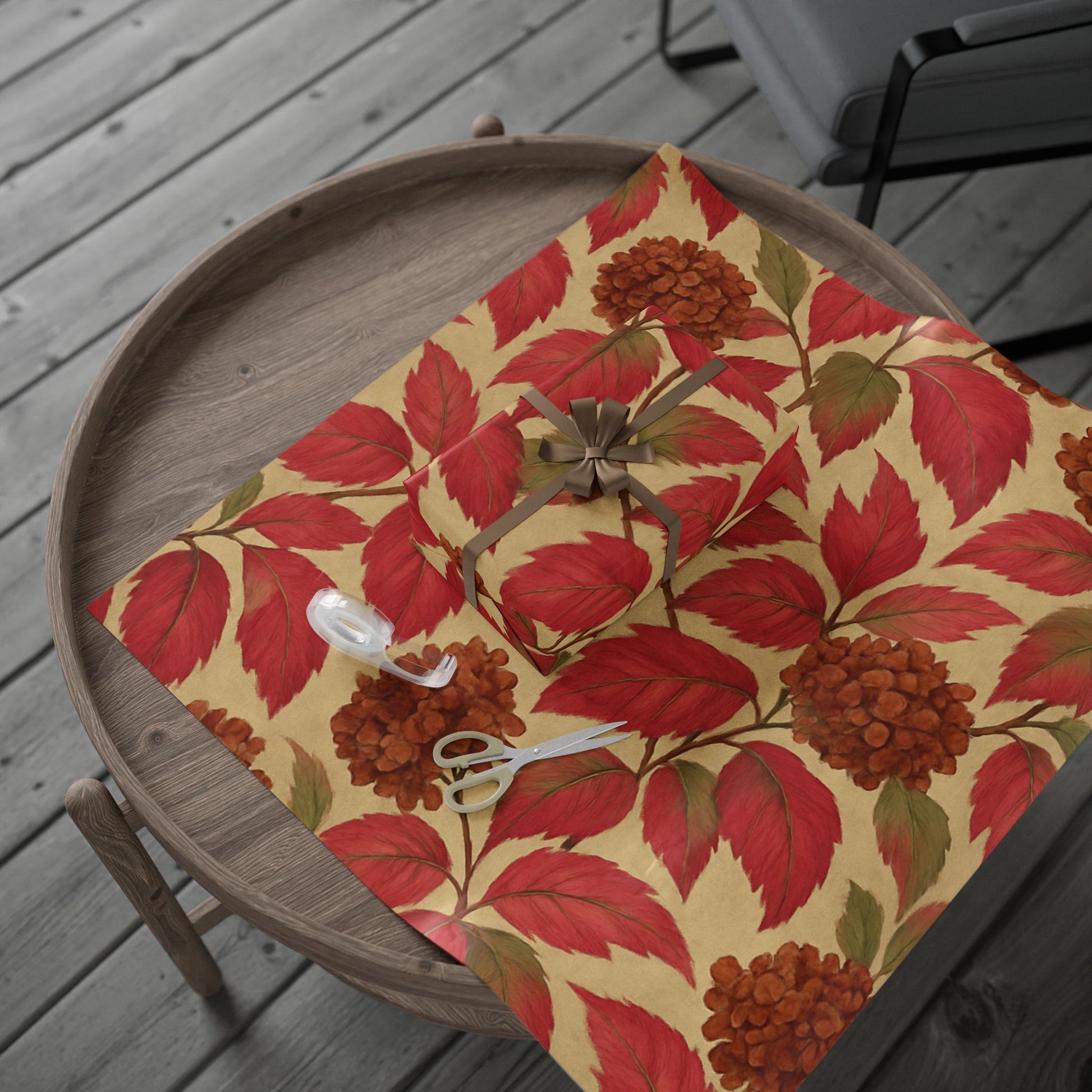 Red Hydrangeas Blooming Gift Wrap for Any Occasion