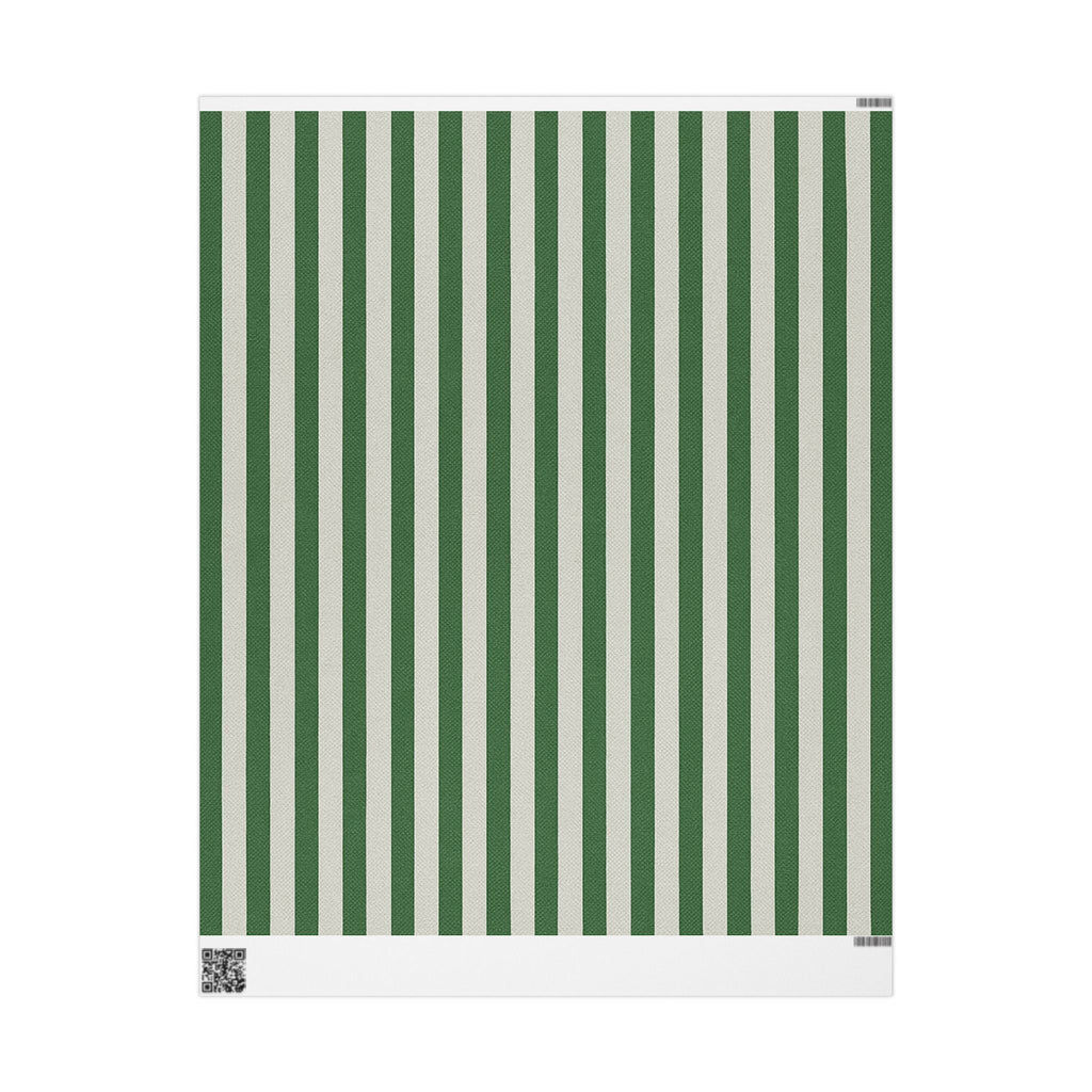 Green and White Elegantly Striped Wrapping Paper for Holidays & Celebrations