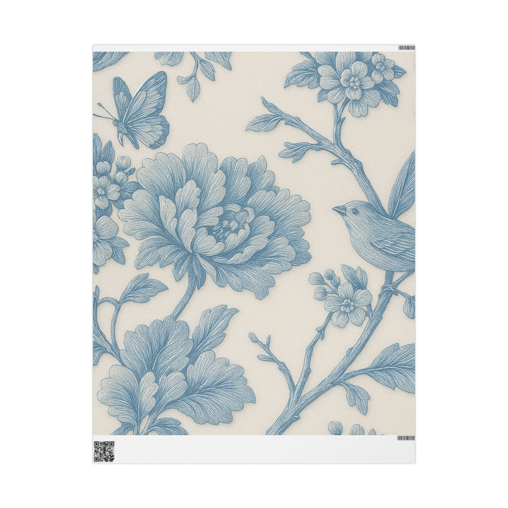Blue and White Peony Wrapping Paper - Elegant Floral Gift Wrap for Any Occasion