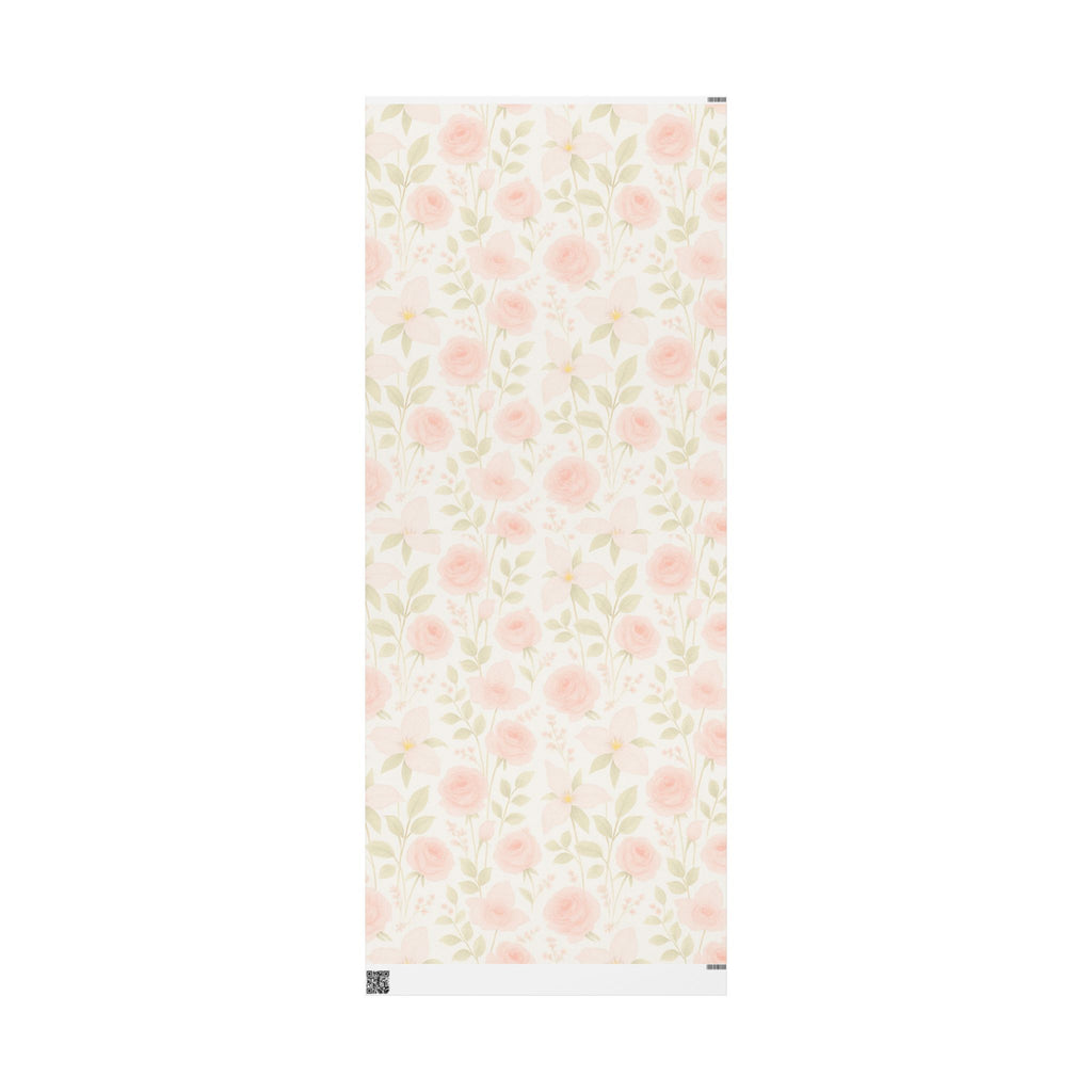 Blush Rose and Lily Floral Wrapping Paper – Elegant Watercolor Gift Wrap for Special Occasions