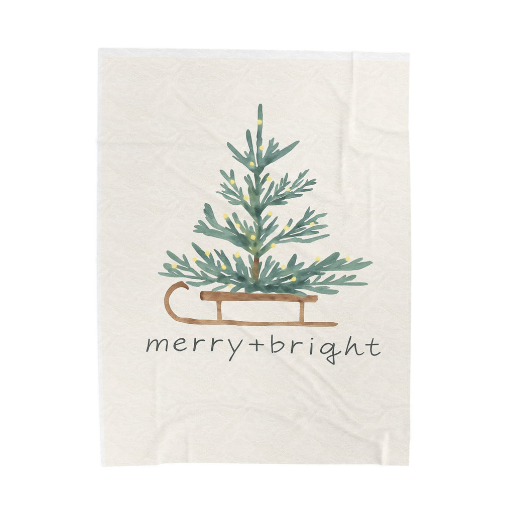 Merry + Bright Christmas Tree Blanket – Cozy Winter Throw in Soft Velveteen Plush – Whispers of Winter Collection