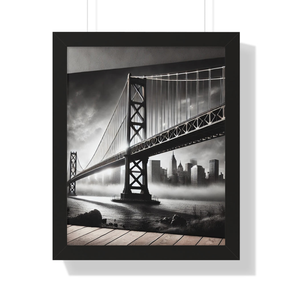 Monochrome Urban Landscape Framed Vertical Poster - Modern Home Decor