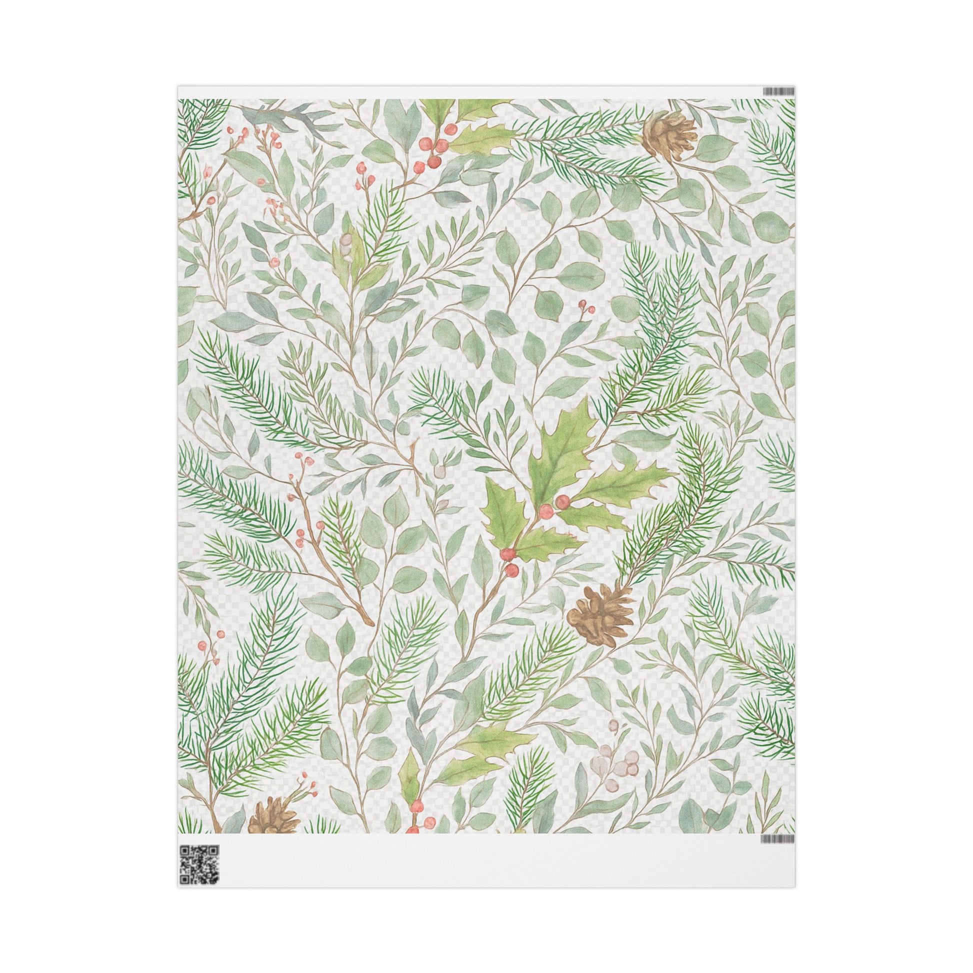 Whispers of Winter Botanical Wrapping Paper – Elegant Evergreen and Berry Christmas Gift Wrap – Ana