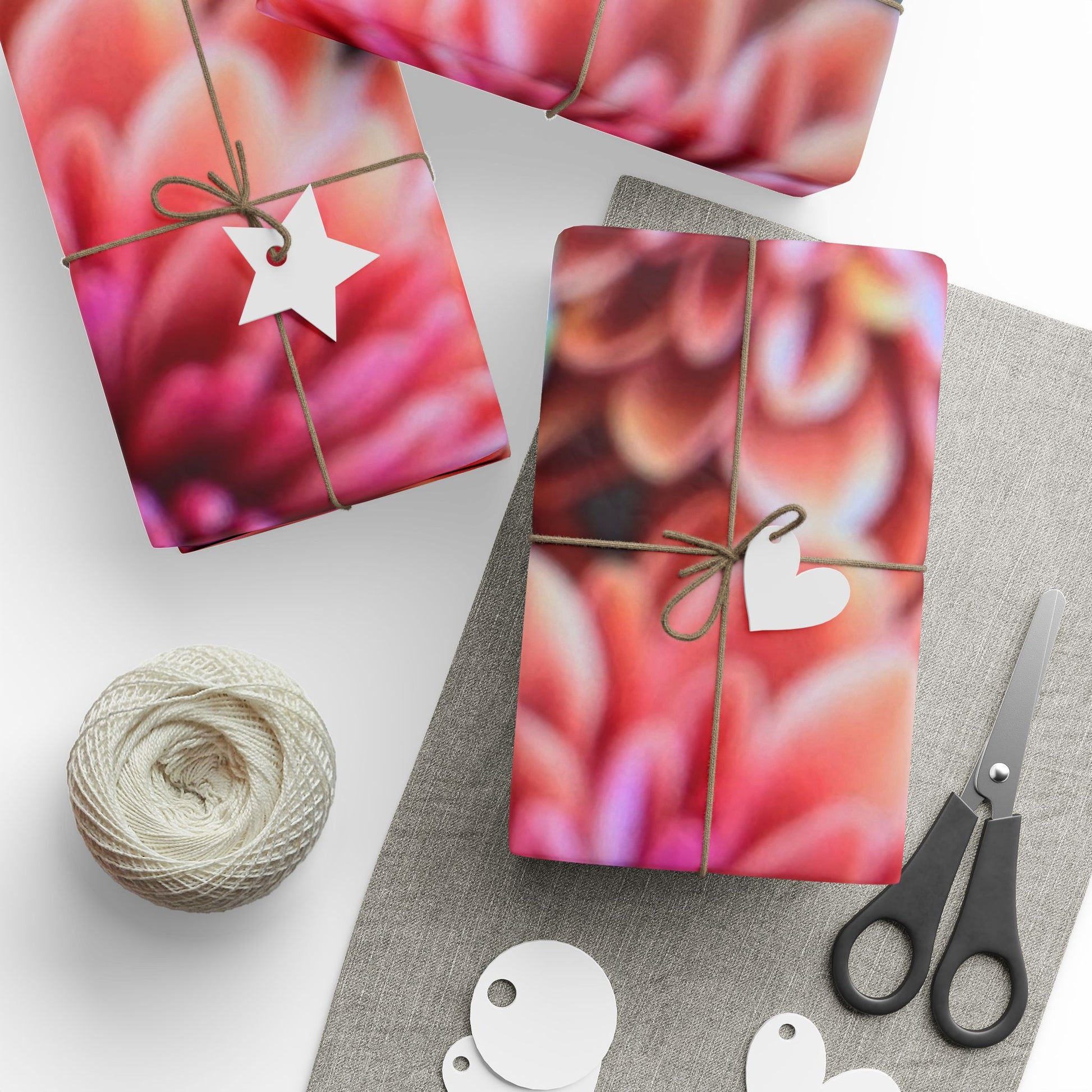 Chrysanthemum Floral Wrapping Paper Pink and Purple Blooms