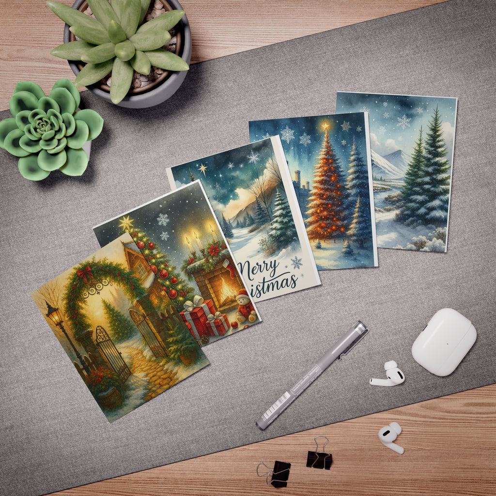 Christmas Variety Greeting Card Pack (Set of 5) – Winter Landscapes, Cozy Holiday Scenes, Artistic Snowy Designs – Blank Inside – Paper Pleasures