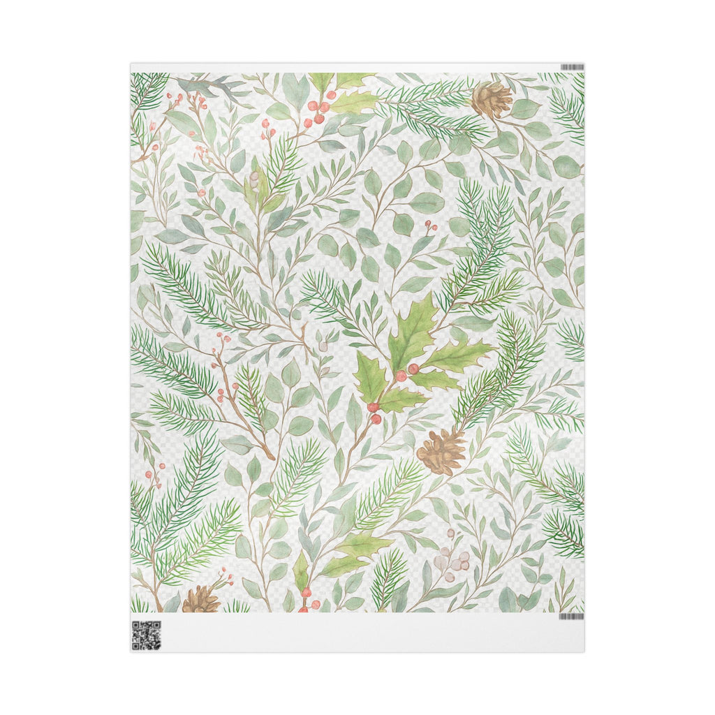 Whispers of Winter Botanical Wrapping Paper – Elegant Evergreen and Berry Christmas Gift Wrap – Ana