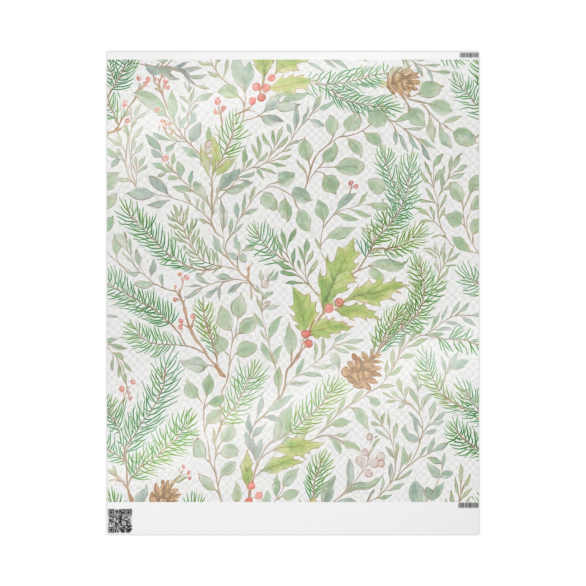 Whispers of Winter Botanical Wrapping Paper – Elegant Evergreen and Berry Christmas Gift Wrap – Ana