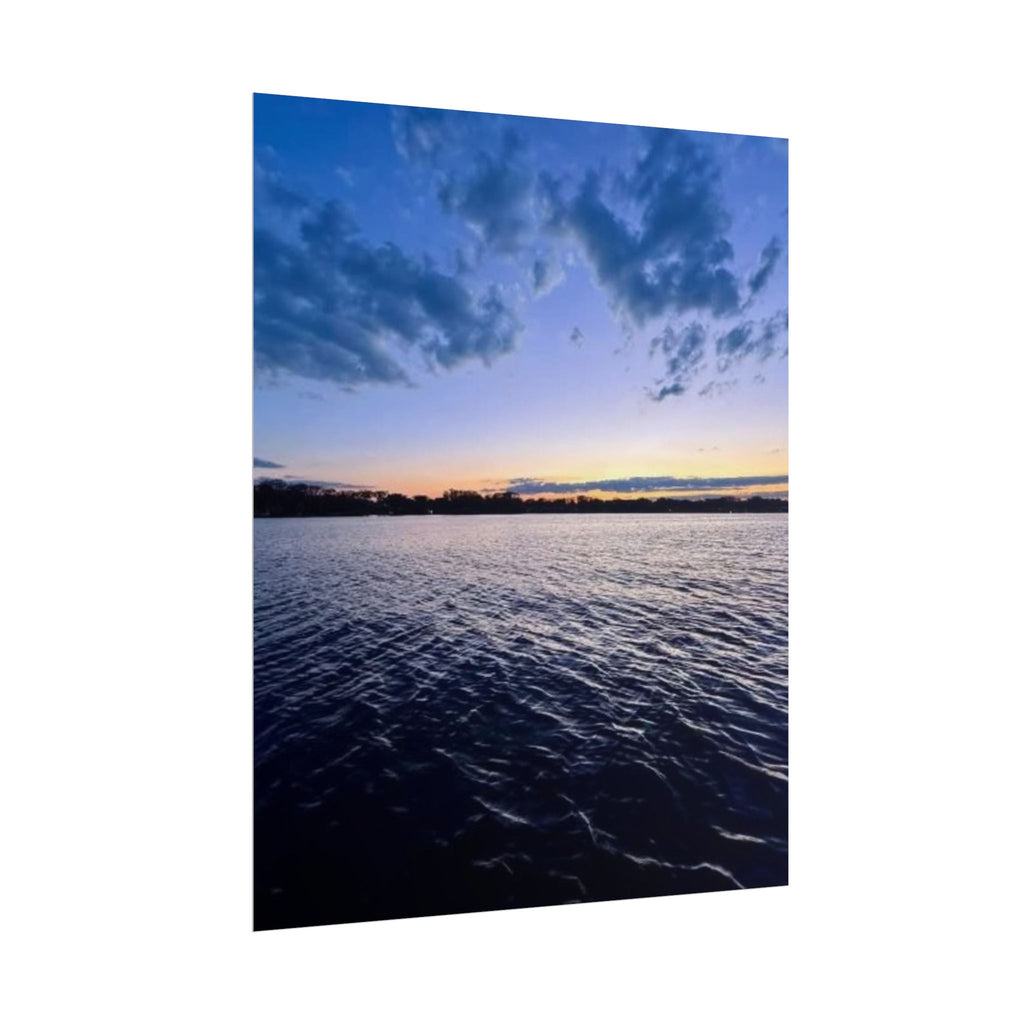 Serene Sunset Rolled Poster - Tranquil Lake View Wall Art for Home Decor