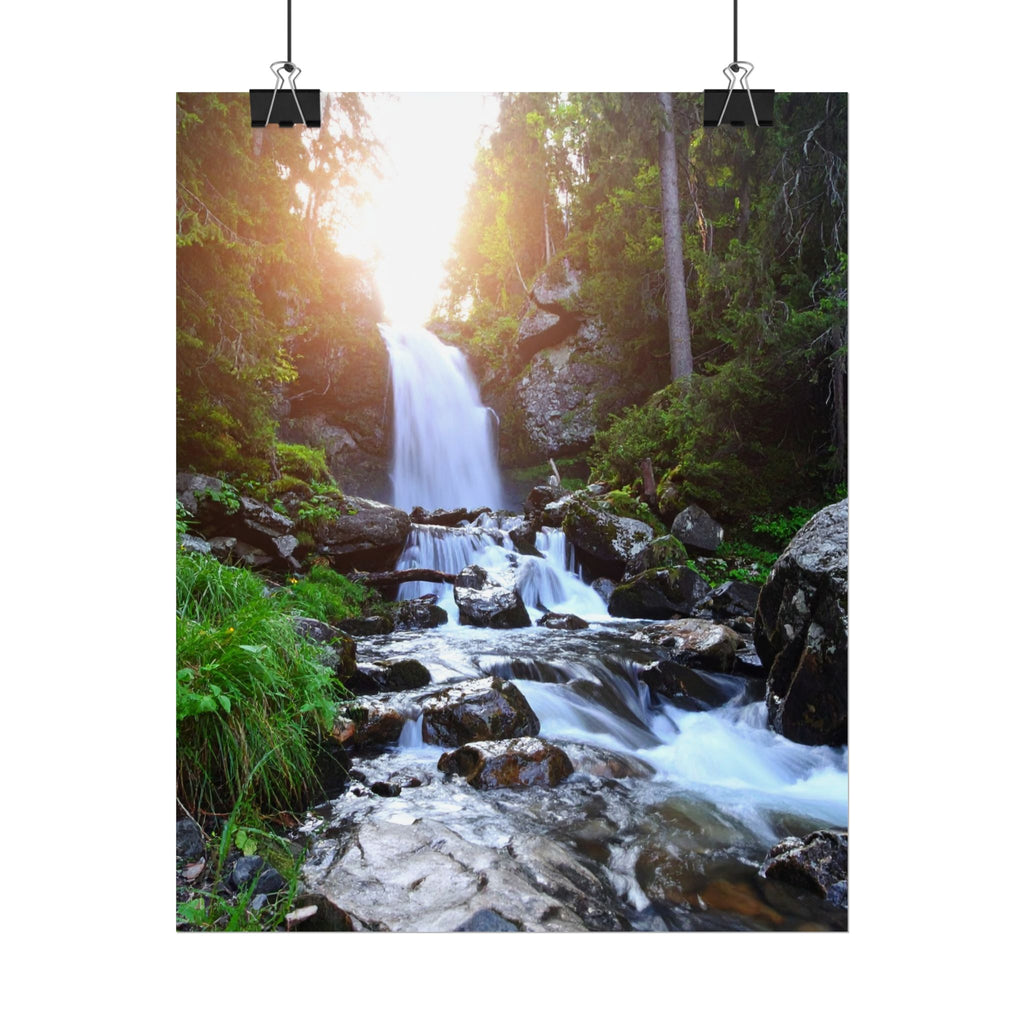 Serene Waterfall Rolled Poster - Nature Wall Art for Home Decor