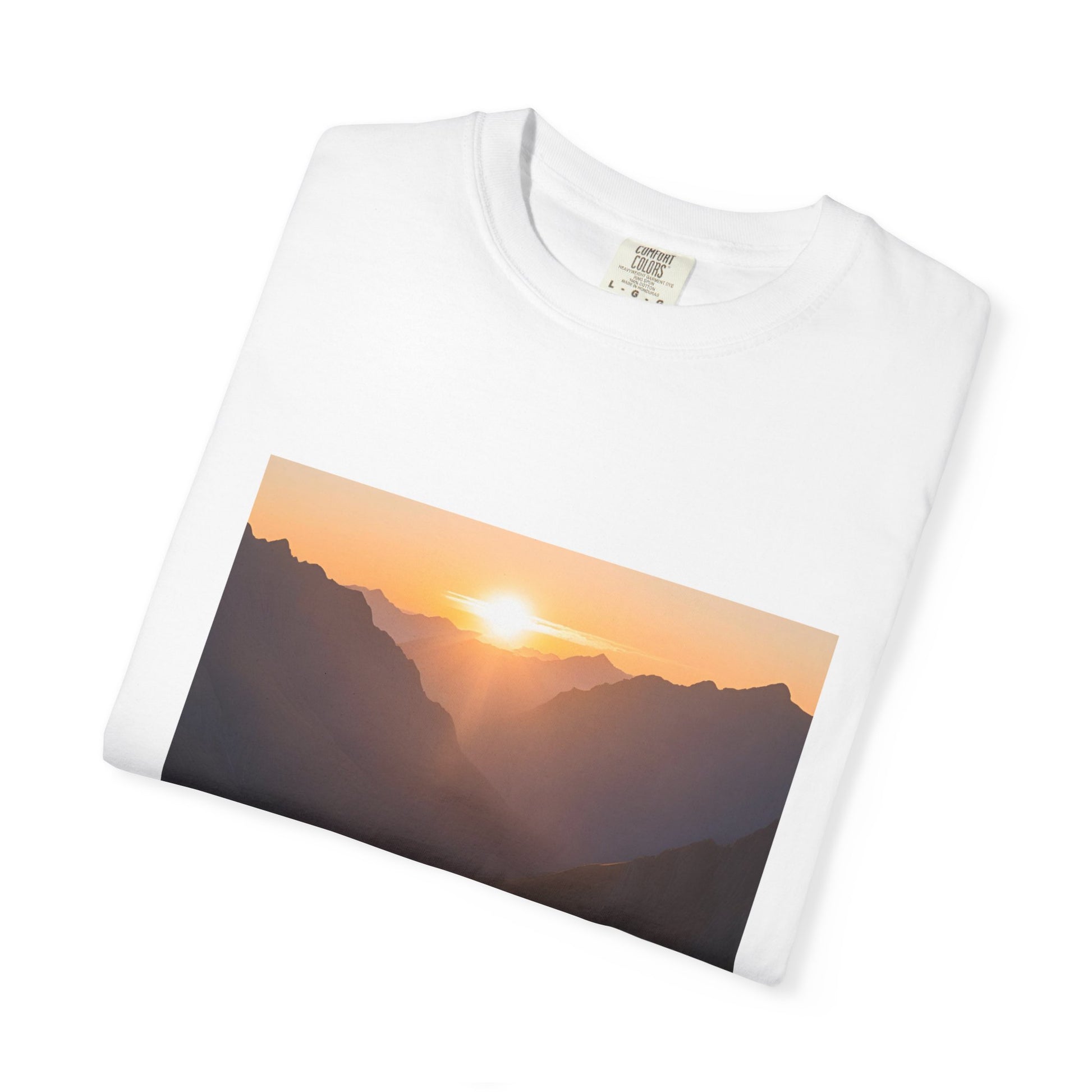 Sunset Mountain T-Shirt - Garment-Dyed Nature Tee for Outdoor Lovers