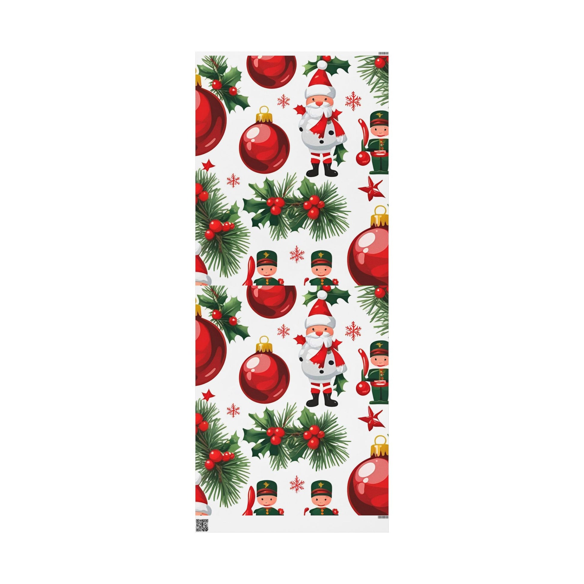 Santa and Toy Soldiers Christmas Wrapping Paper – Festive Ornaments and Holly Design