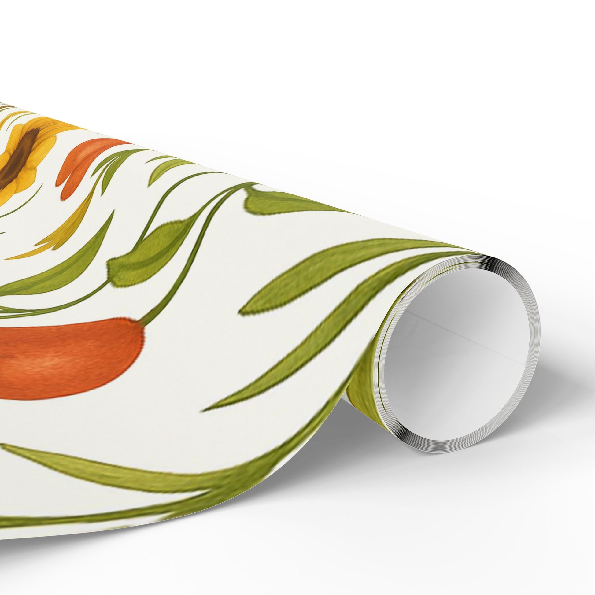 Sunflowers, Tomatoes & Autumn Harvest Botanical Wrapping Paper – Bright Seasonal Gift Wrap