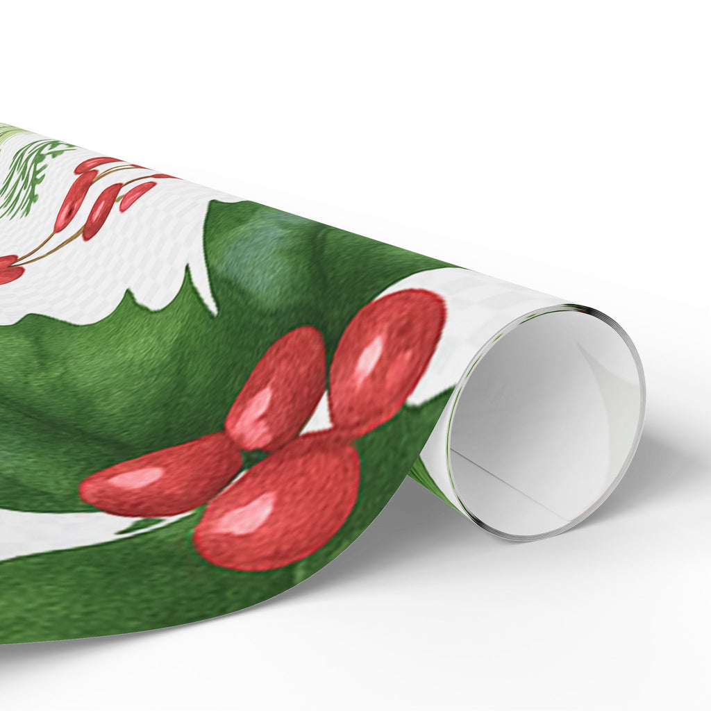 Whispers of Winter Watercolor Holly & Pine Wrapping Paper – Elegant Botanical Christmas Gift Wrap - Ana