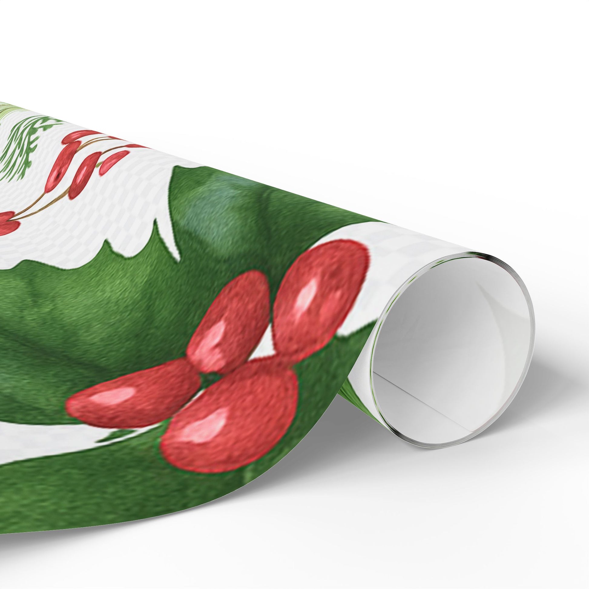Whispers of Winter Watercolor Holly & Pine Wrapping Paper – Elegant Botanical Christmas Gift Wrap - Ana